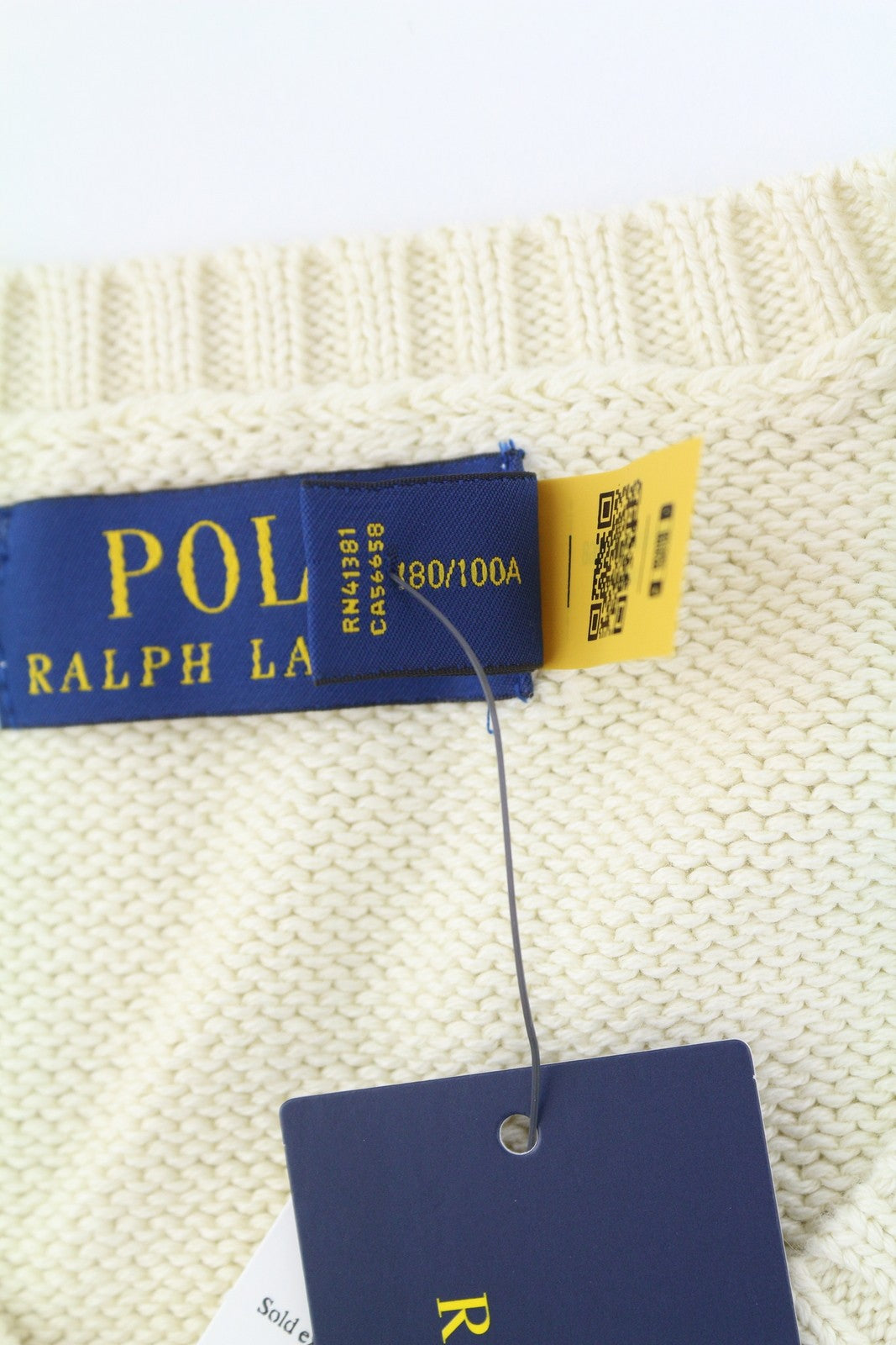 RALPH LAUREN klasikinis kreminės spalvos vyriškas megztinis L dydžio, apvalios kaklo iškirptės pavidalu, RRP199 