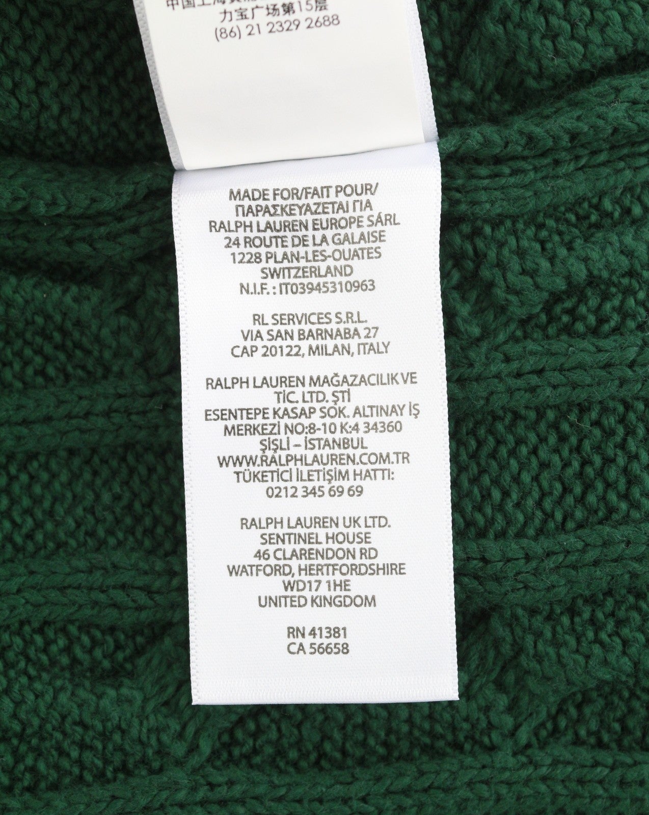 RALPH LAUREN Driver Cn ilgomis rankovėmis žalias vyriškas megztinis XL dydžio megztinis su kabeliu RRP214 