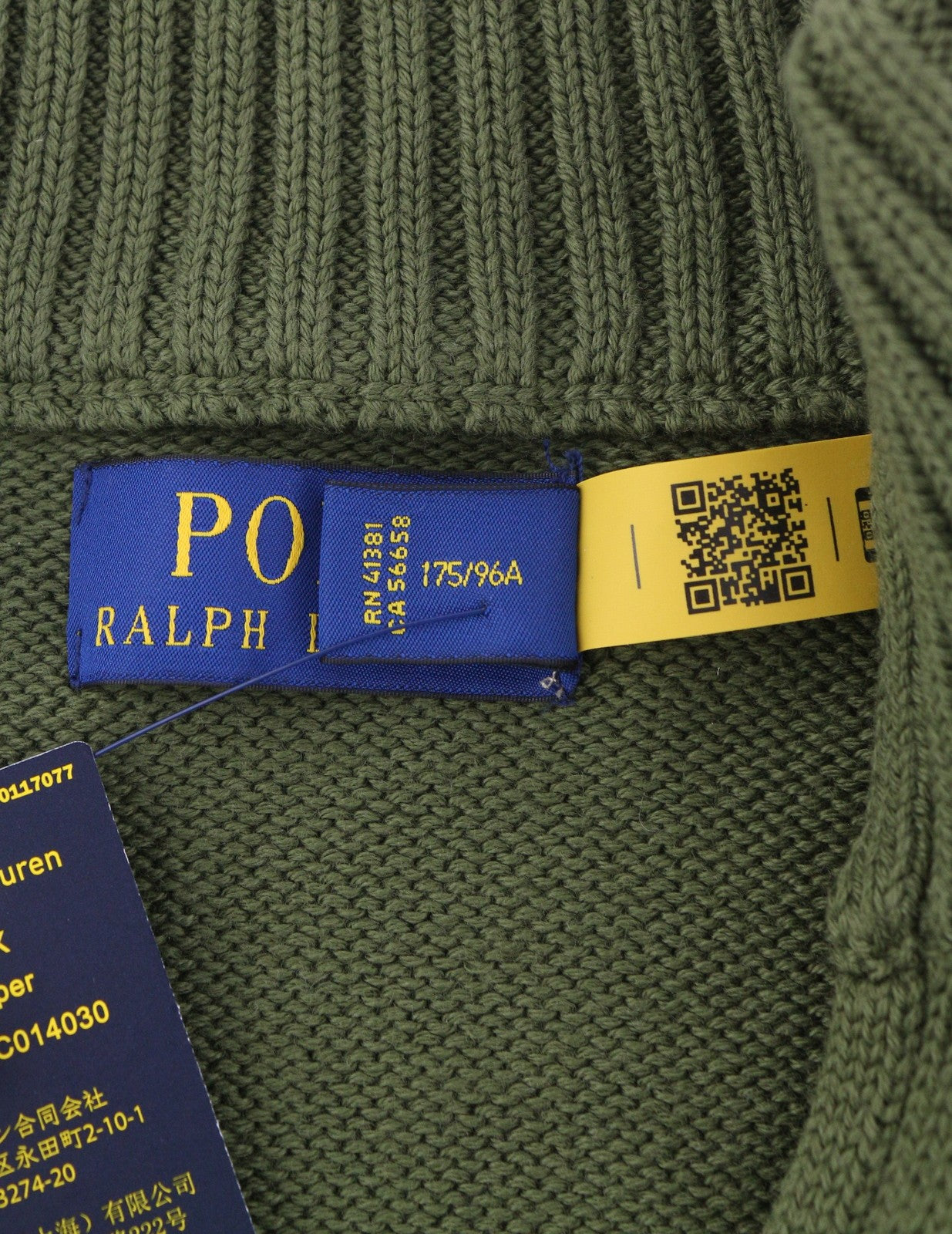 RALPH LAUREN Classics New Olive vyriškas megztinis M su puse užtrauktuko kaklu, aptemptas megztinis 