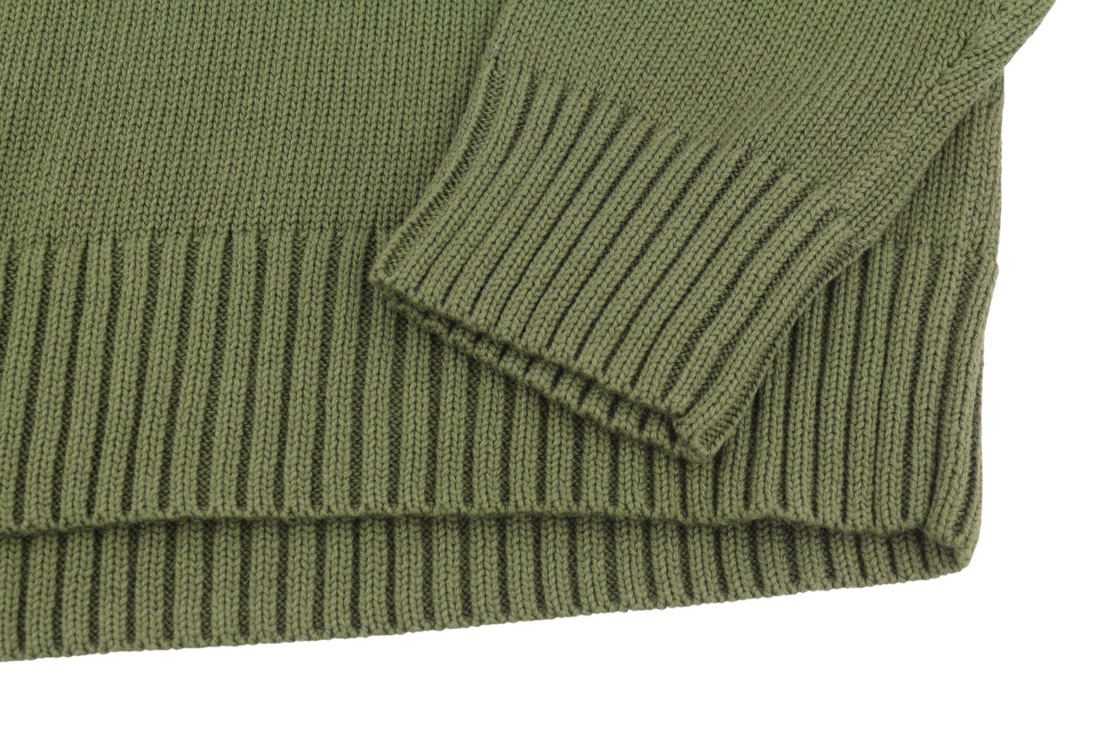 RALPH LAUREN Classics New Olive vyriškas megztinis M su puse užtrauktuko kaklu, aptemptas megztinis 