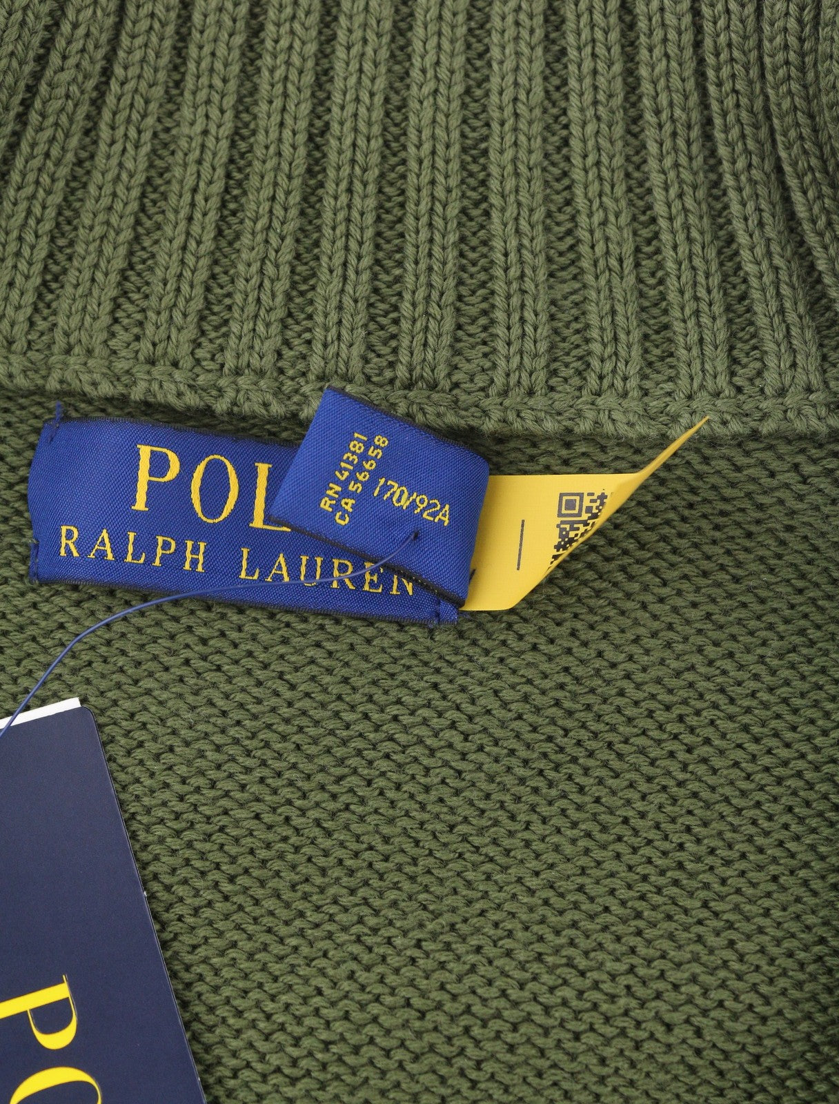 RALPH LAUREN Classics New Olive vyriškas megztinis S su puse užtrauktuko kaklu, tamprus megztinis 