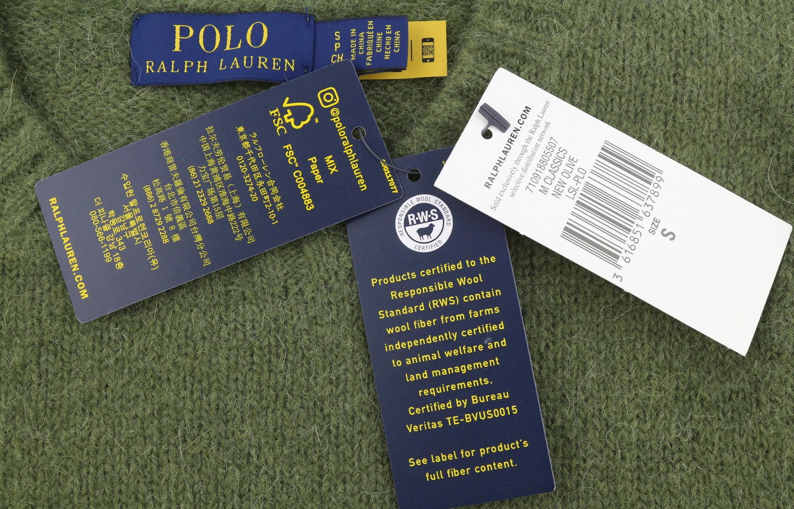 RALPH LAUREN Classics New Olive vyriškas megztinis S melanžo vilnos ir alpakų mišinio megztinis 