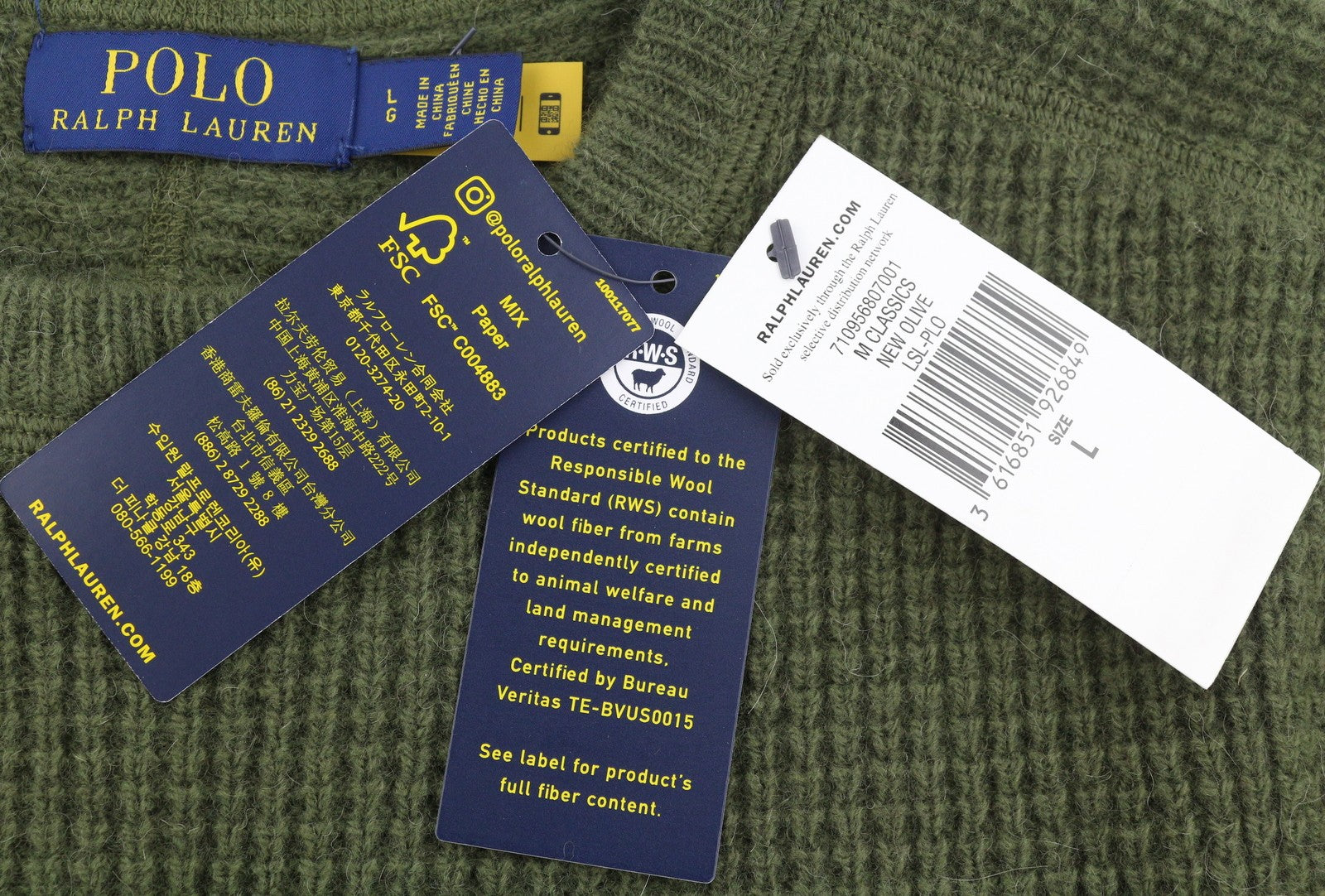 RALPH LAUREN Classics New Olive vyriškas megztinis L dydžio vilnos ir alpakos pluošto megztinis RRP269 