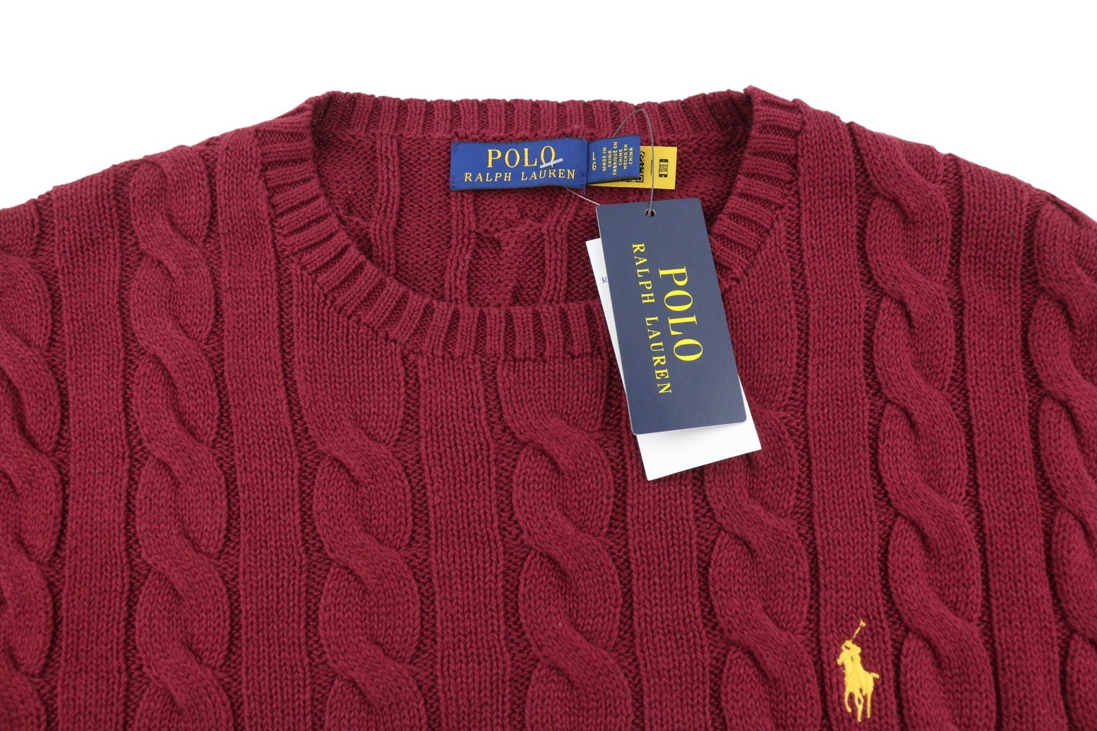 RALPH LAUREN Driver Cn ilgomis rankovėmis raudonas vyriškas megztinis L dydžio bordo spalvos RRP214 