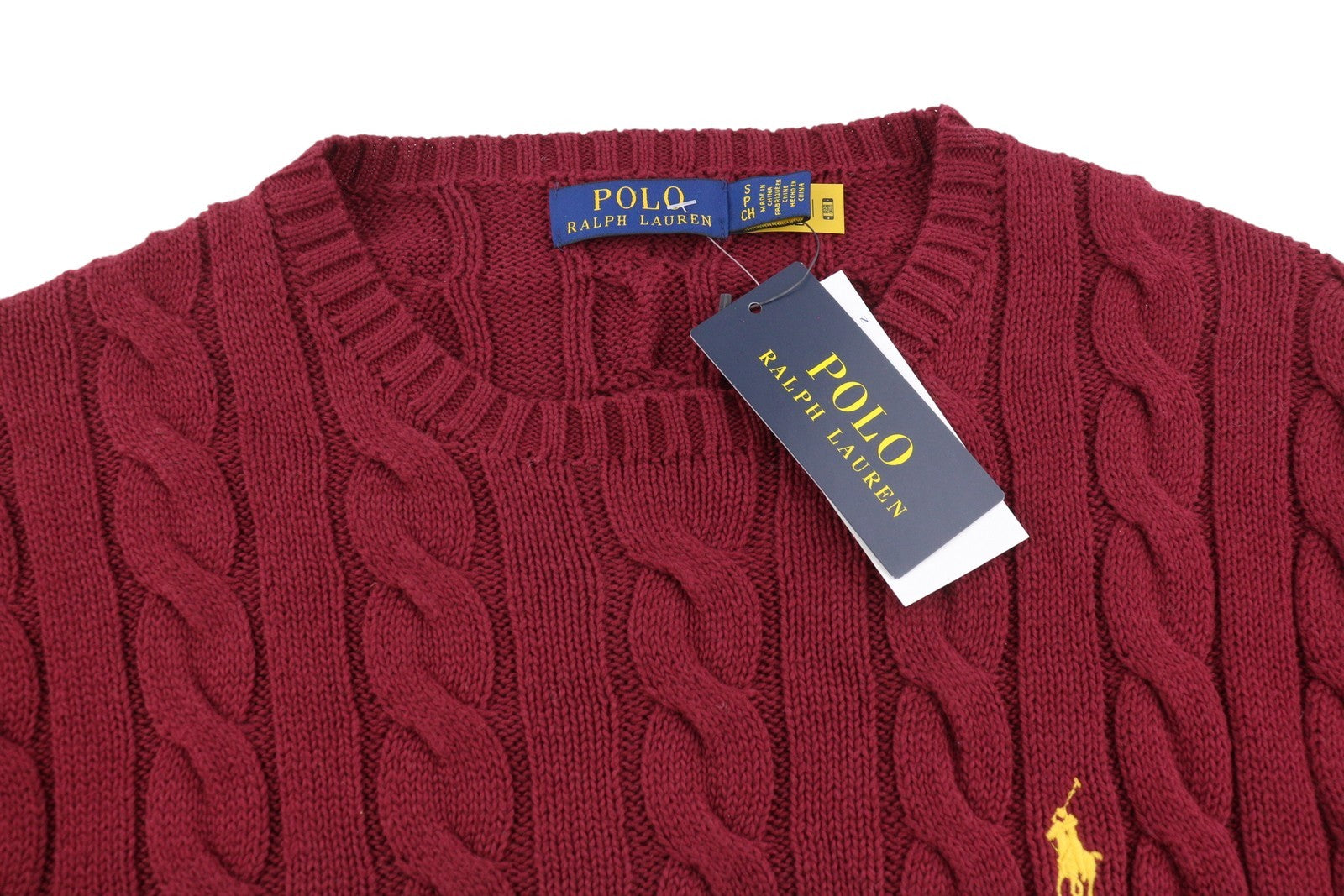 RALPH LAUREN Driver Cn ilgomis rankovėmis raudonas vyriškas megztinis S dydžio bordo spalvos RRP214 