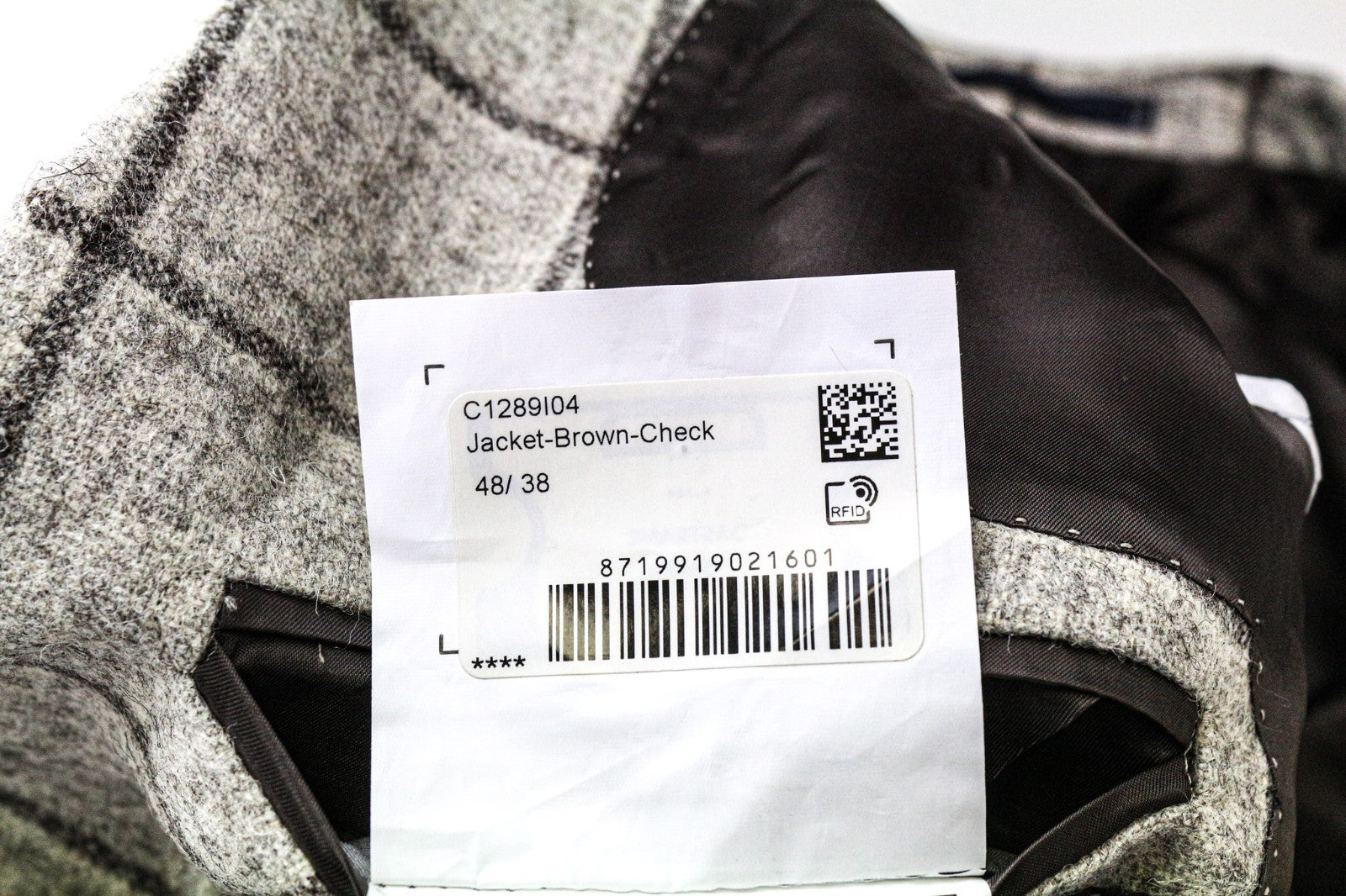 „SUITSUPPLY Jort Patch“ vyriškas švarkas, 38R languotas, rudas, plonas, vieneilis 