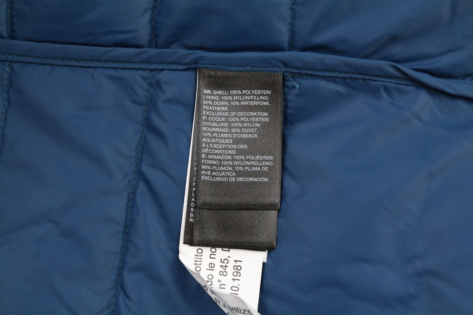 THE NORTH FACE NF0A4SVN moteriška XS dydžio 800 fillų mėlyna pūkinė striukė su pamušalu ir aukšta apykakle 