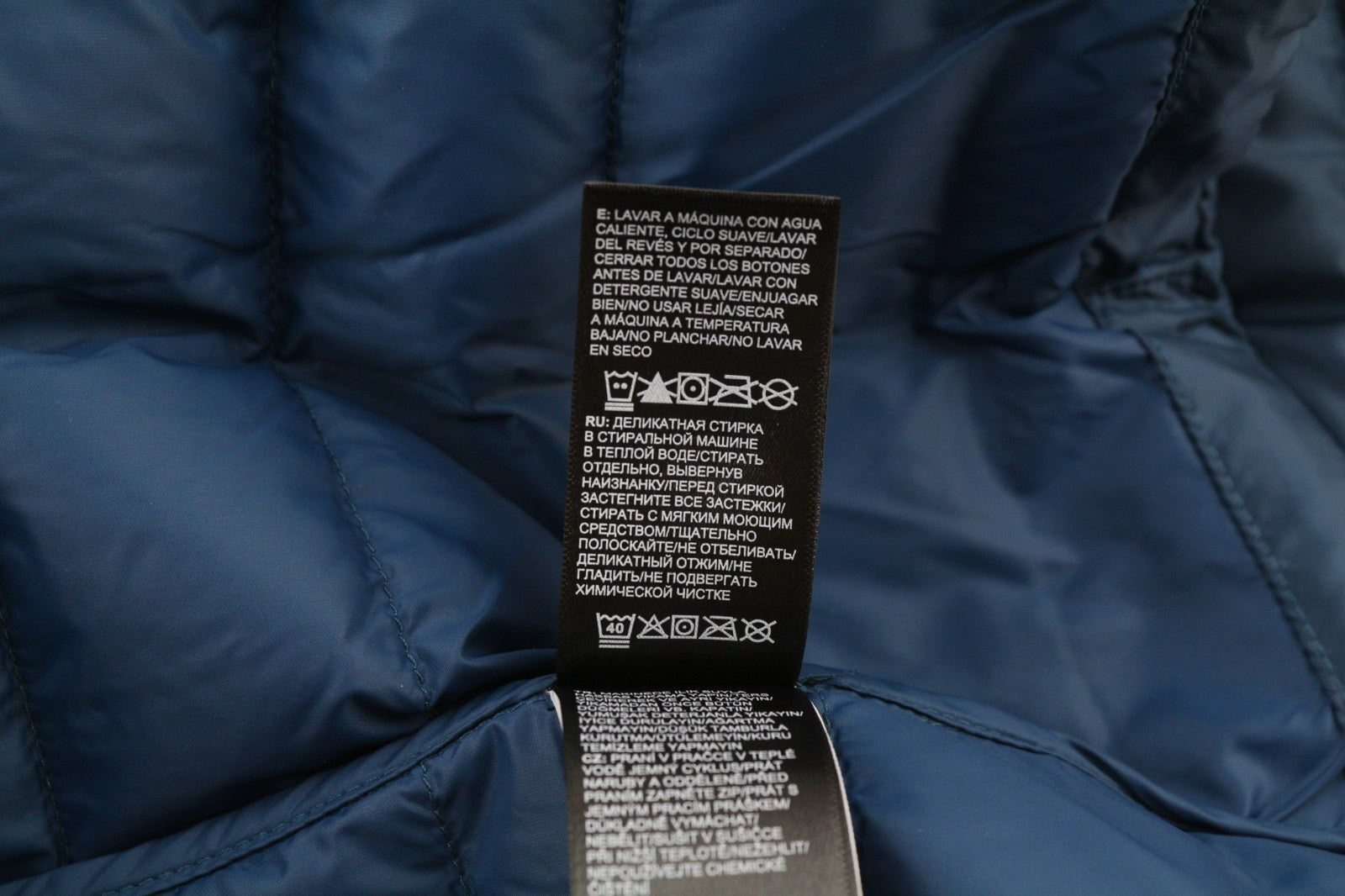 THE NORTH FACE NF0A4SVN moteriška XS dydžio 800 fillų mėlyna pūkinė striukė su pamušalu ir aukšta apykakle 