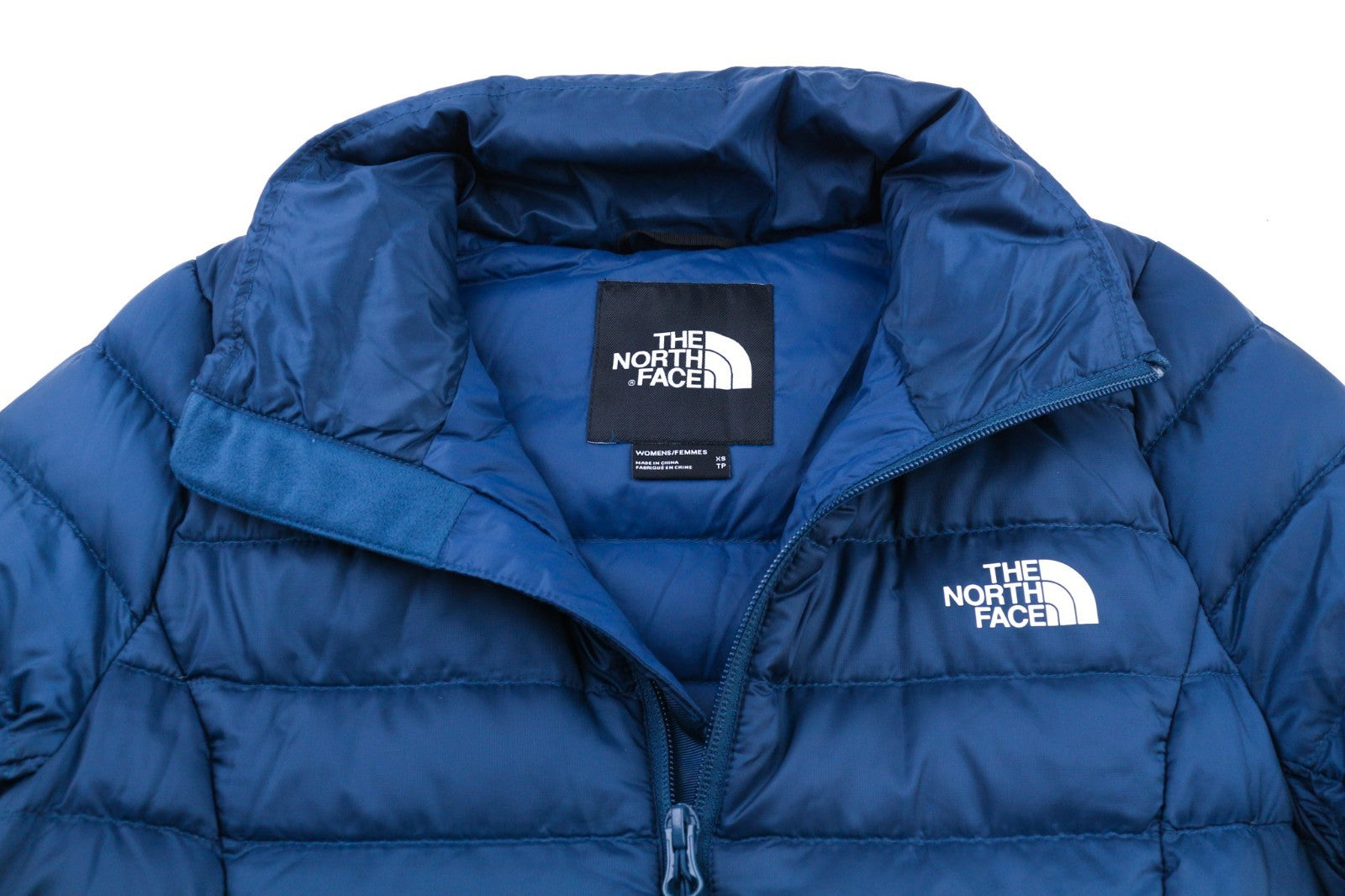 THE NORTH FACE NF0A4SVN moteriška XS dydžio 800 fillų mėlyna pūkinė striukė su pamušalu ir aukšta apykakle 