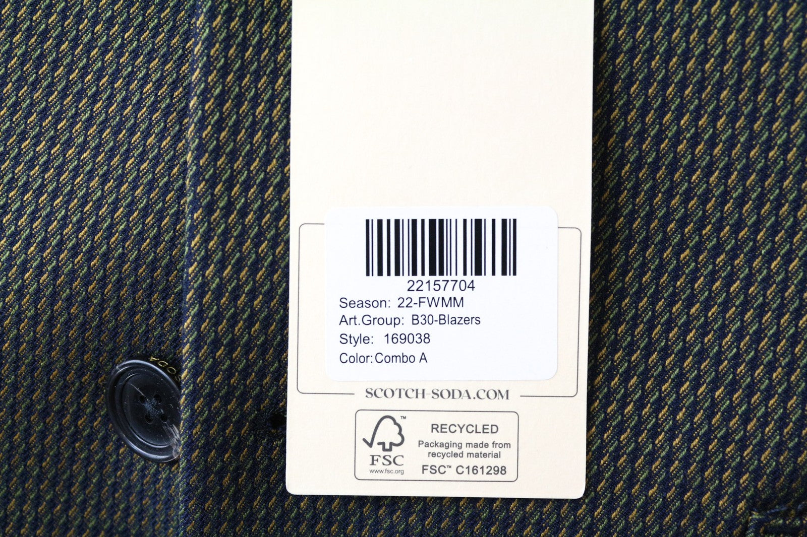 SCOTCH &amp; SODA vyriškas švarkas ~S su pamušalu, žalias, plonas melanžas, klasikinis, tamprus 