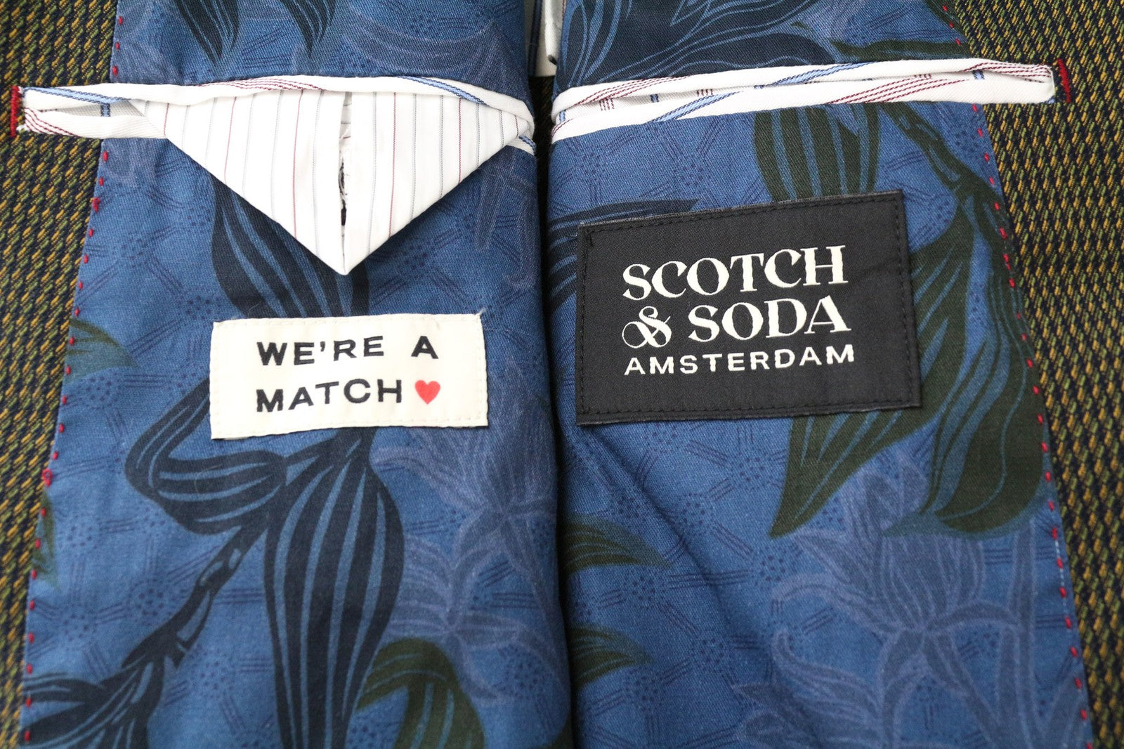 SCOTCH &amp; SODA vyriškas švarkas ~S su pamušalu, žalias, plonas melanžas, klasikinis, tamprus 