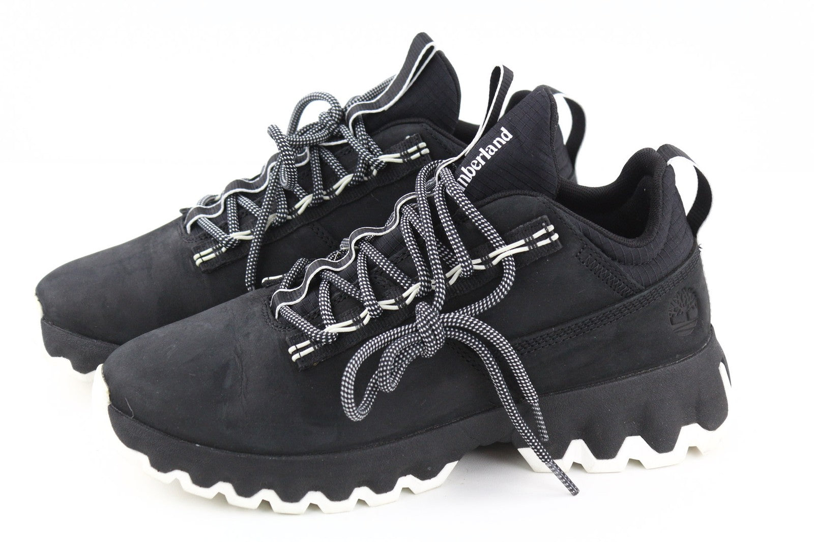 TIMBERLAND vyriški sportbačiai EU41.5 7.5 juodi odiniai žali Stride suvarstomi žemi bateliai 