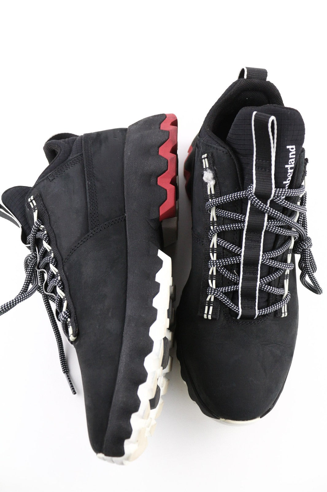 TIMBERLAND vyriški sportbačiai EU41.5 7.5 juodi odiniai žali Stride suvarstomi žemi bateliai 