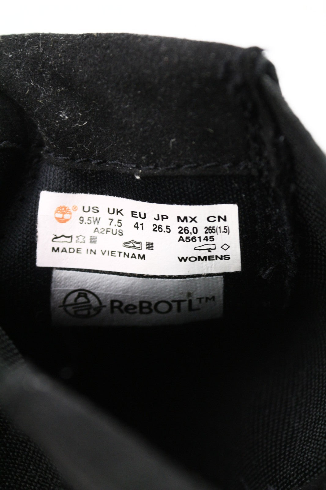 TIMBERLAND A2FUS moteriški juodi ReBOTL batai, odiniai, aukštakulniai, EU41, UK7.5, šoniniai 