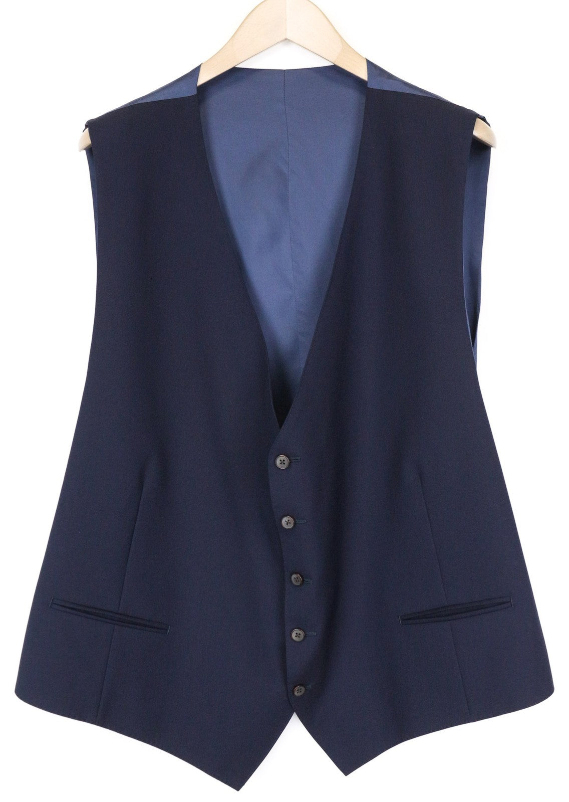 SUITSUPPLY Ferrara vyriška liemenė UK60R mėlyna plona vilnonė V formos iškirpte su sagomis 