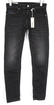 DIESEL Thommer 069BG vyriški džinsai W28/L32, juodi, ploni, aptempti, tamprūs užtrauktukai 