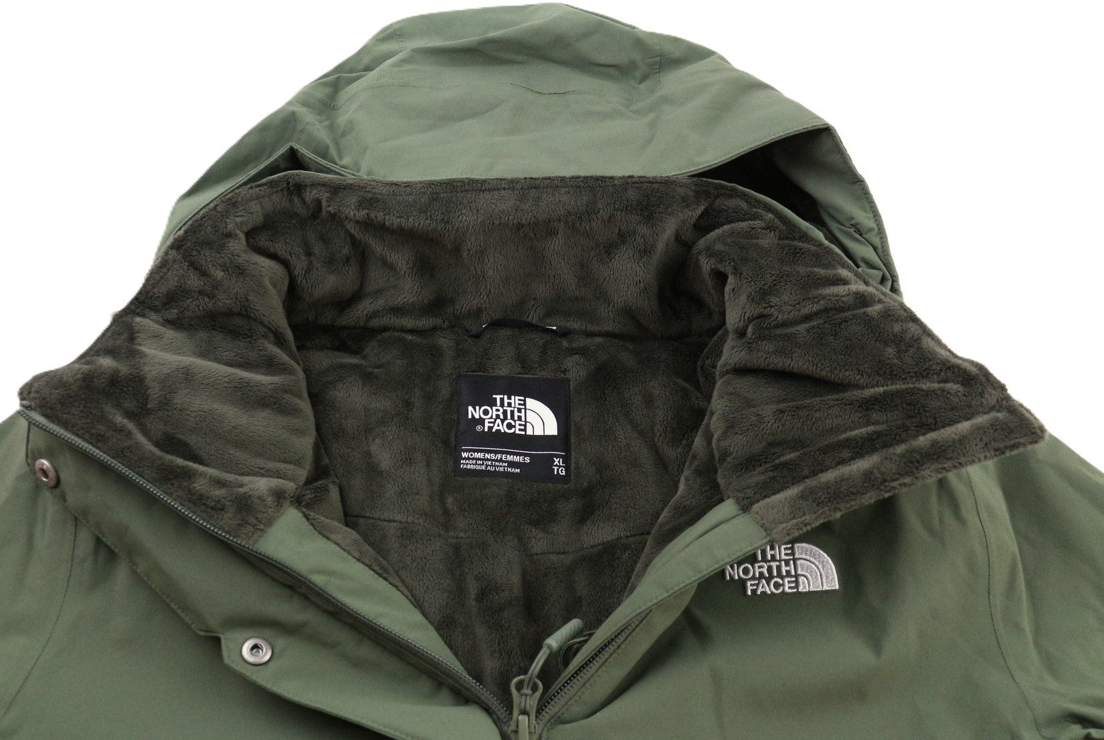 „THE NORTH FACE Inlux“ moteriška XL dydžio „Dryvent“ žalia vandeniui atspari paminkštinta striukė su gobtuvu 