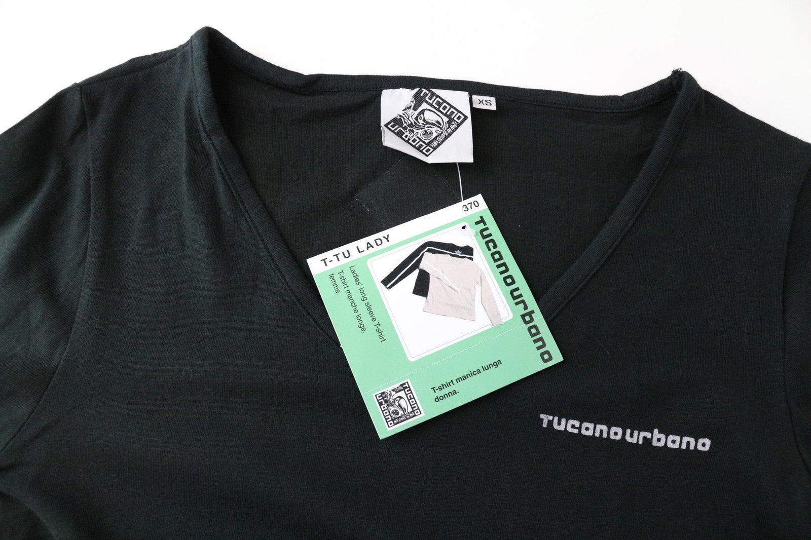 TUCANO URBANO T-TU moteriški marškinėliai, juodi, su atšvaitiniu logotipu, XS dydžio. 