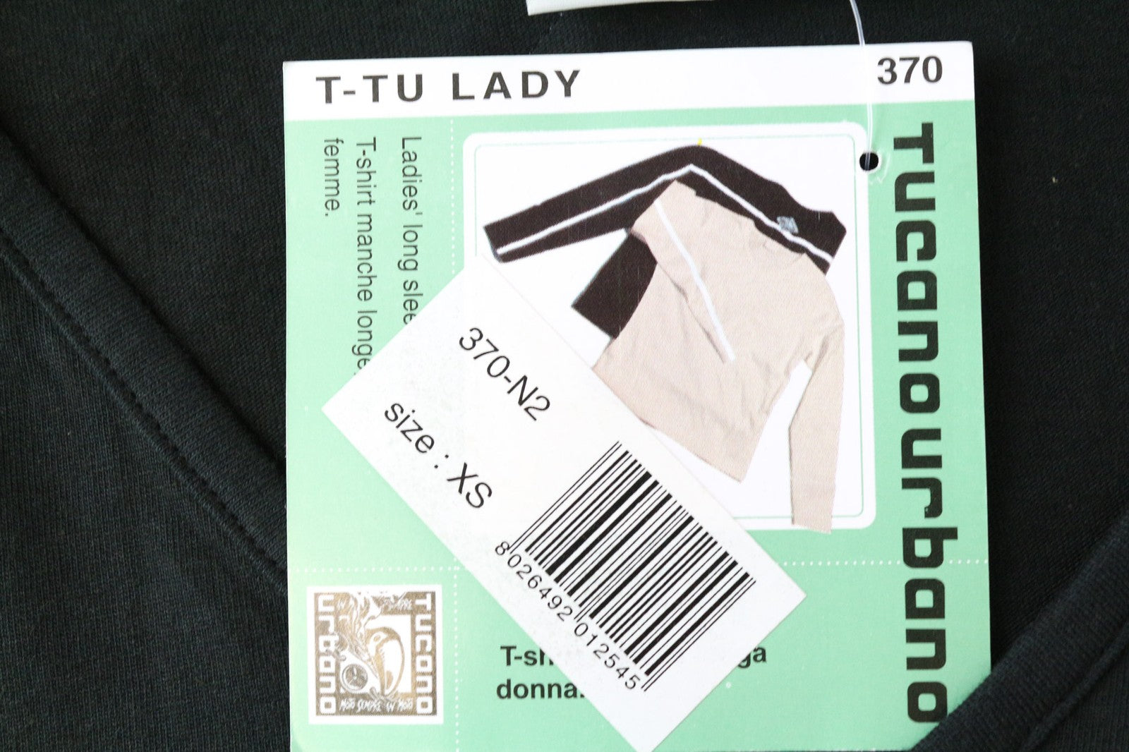 TUCANO URBANO T-TU moteriški marškinėliai, juodi, su atšvaitiniu logotipu, XS dydžio. 