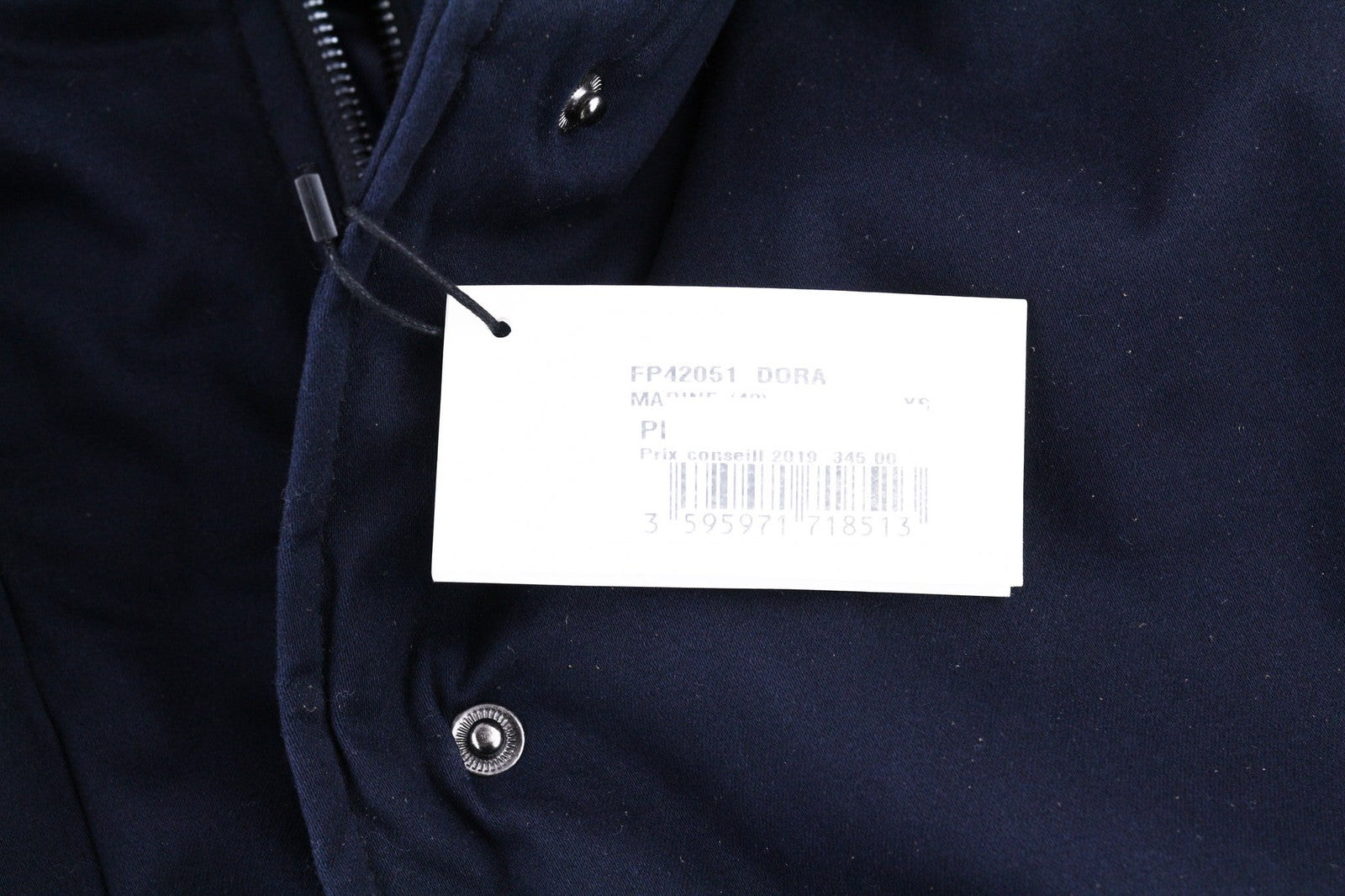 ONE STEP Dora moteriška striukė XS su diržu, gobtuvu, vidutinio ilgio, tamsiai mėlyna 