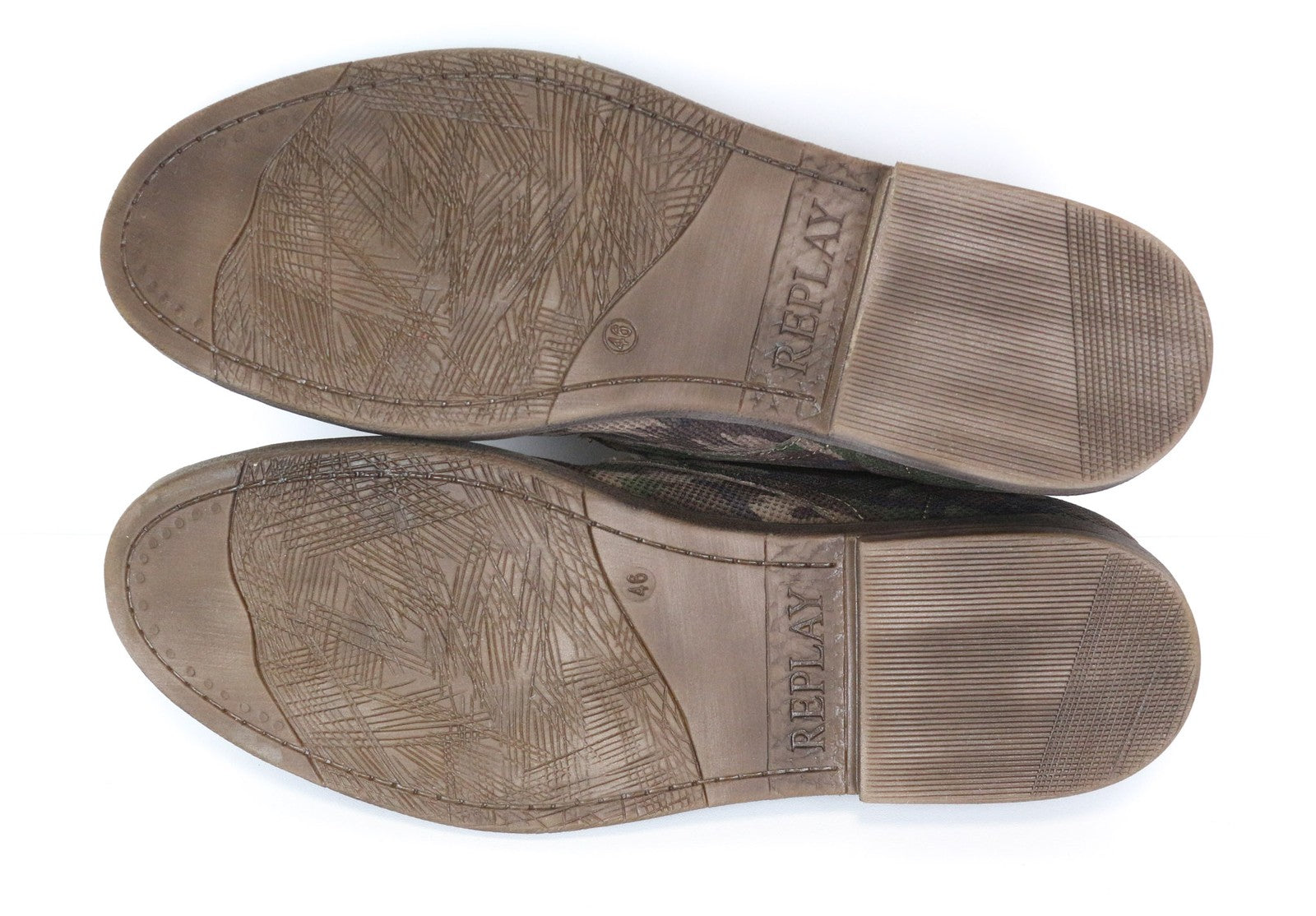 REPLAY vyriški laisvalaikio batai EU46 rudi, aukštakulniai, suvarstomi, kamufliažinio rašto, odiniai 