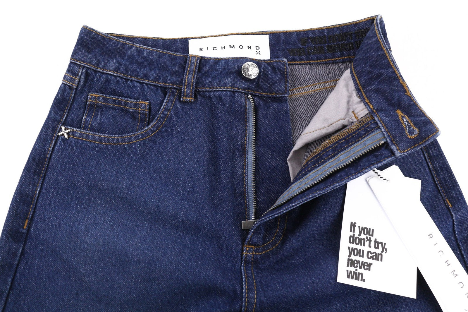 JOHN RICHMOND Bloom Women's Jeans W26 Mom Fit High Waist Dark Blue Denim