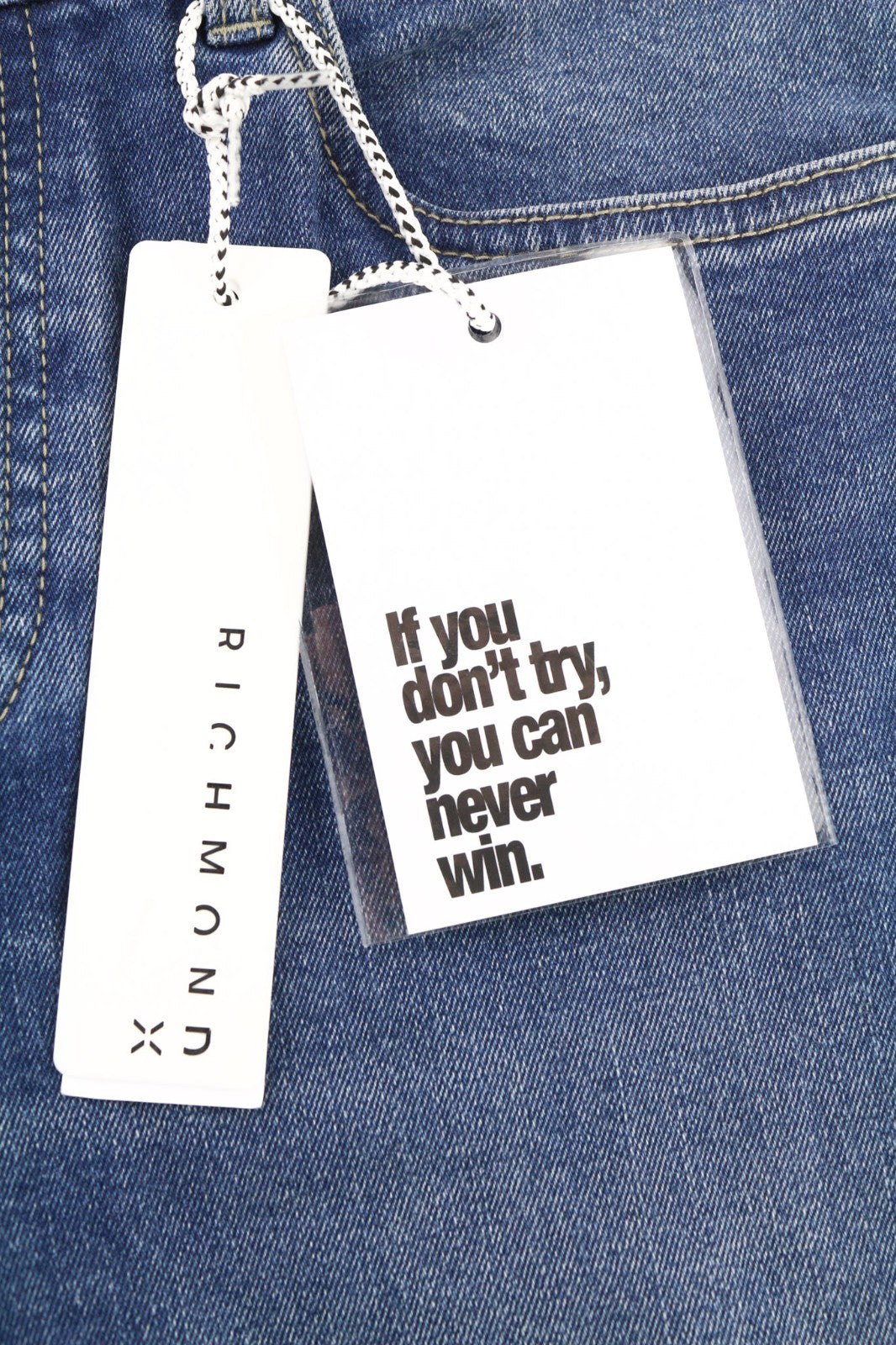 JOHN RICHMOND Riven Men's Jeans W34 Slim Fit Blue Denim Buttoned Washed Logo