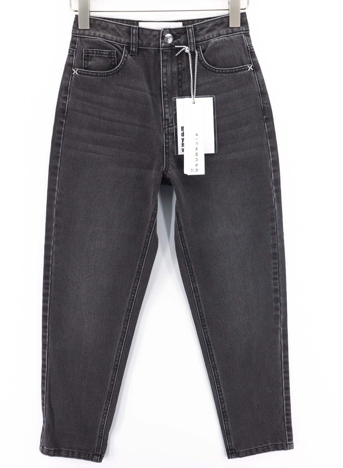 RICHMOND Bloom Women's Jeans W26 Mom Fit High Waist Washed Black Denim Logo
