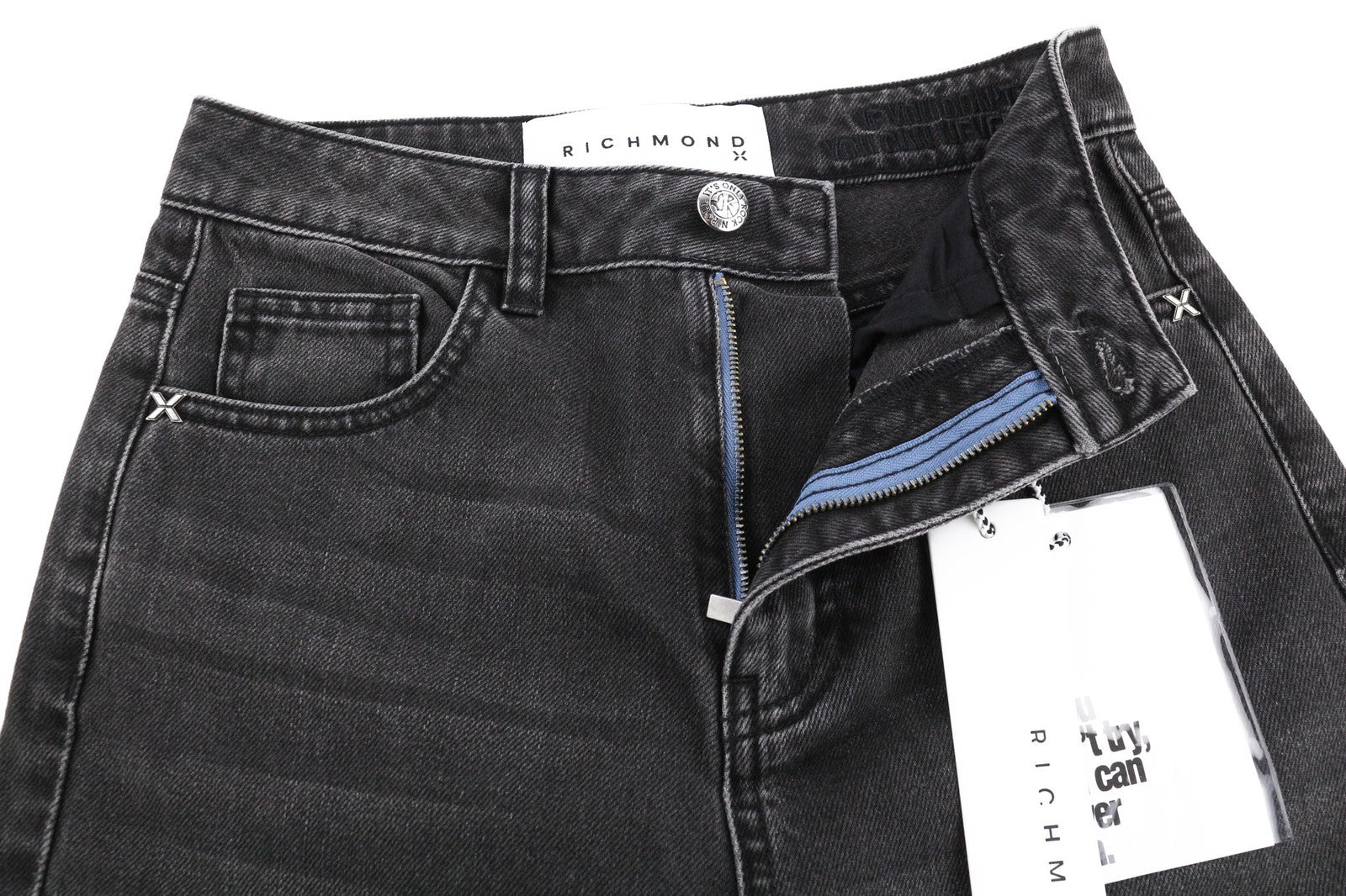 RICHMOND Bloom Women's Jeans W26 Mom Fit High Waist Washed Black Denim Logo