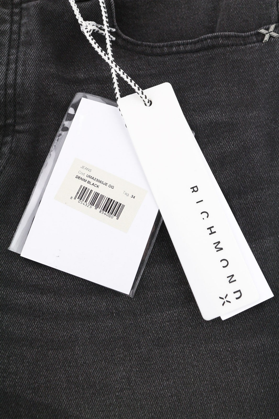 JOHN RICHMOND Riven Men's Jeans W34 Slim Black Washed Denim Buttoned Pockets