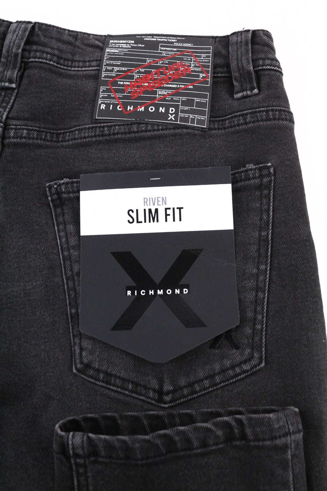 JOHN RICHMOND Riven Men's Jeans W34 Slim Black Washed Denim Buttoned Pockets