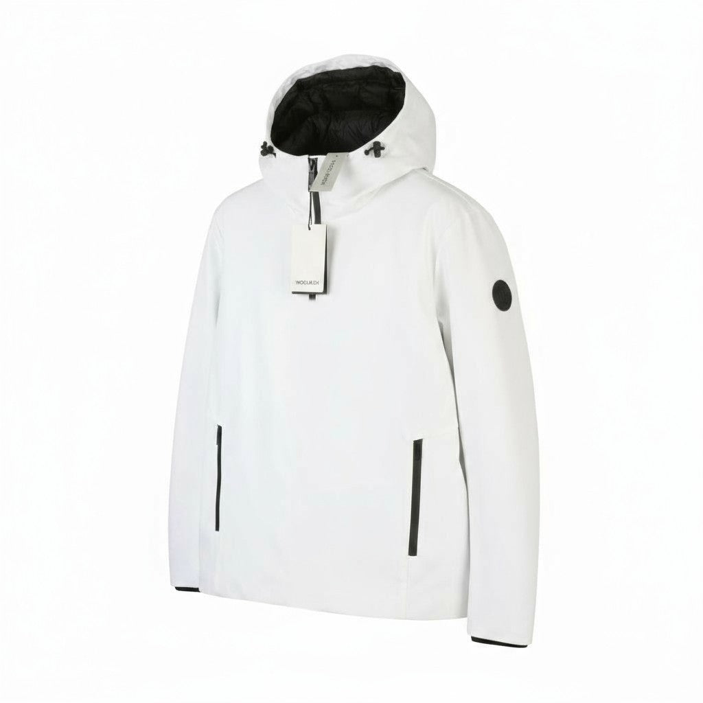 WOOLRICH Pacific Soft Shell vyriška striukė L, balta, pūkuota, vandeniui atspari RRP550 