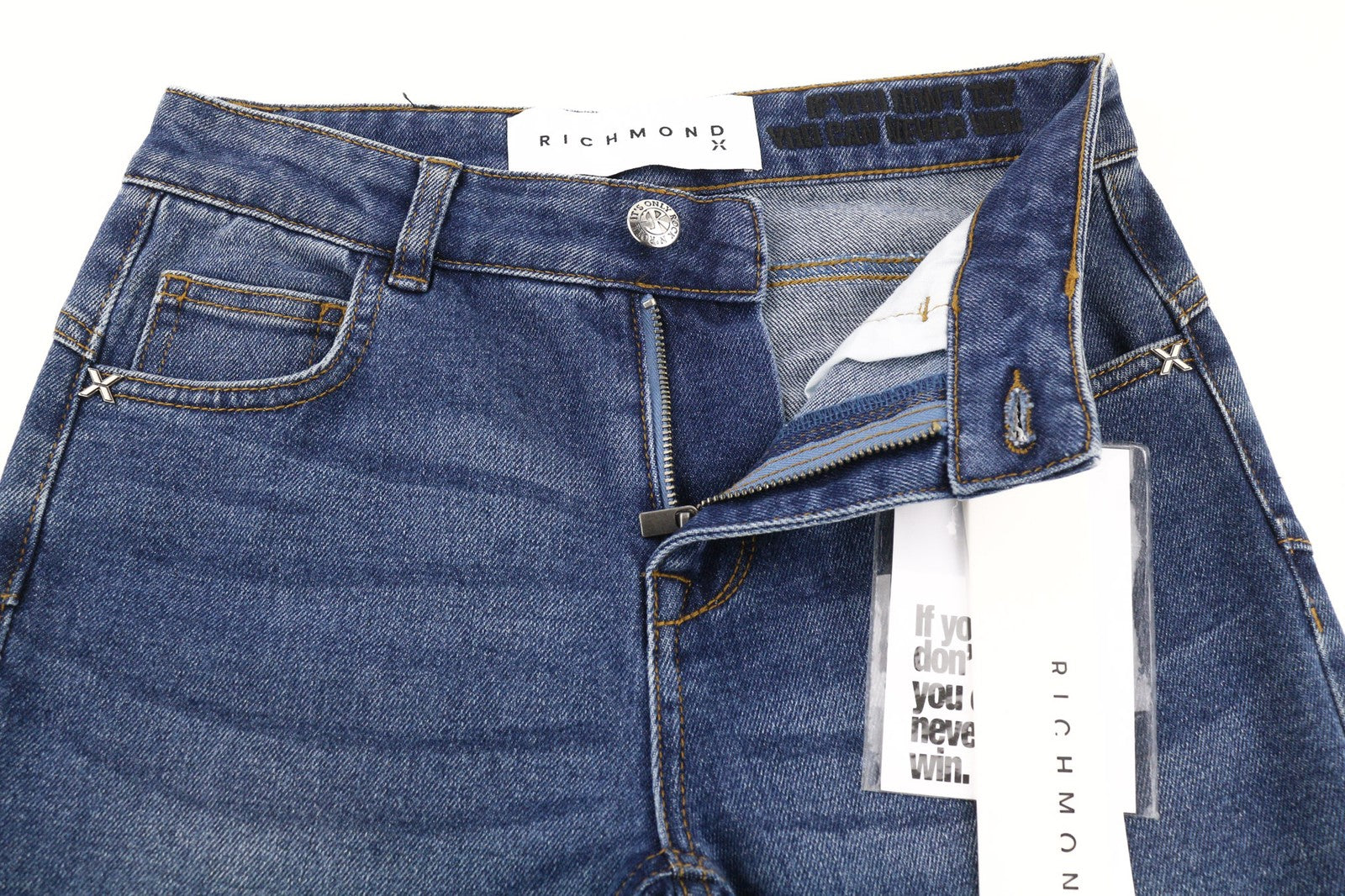 JOHN RICHMOND Aisha Women's Jeans W26 Push-Up Mid Washed Normal Waist