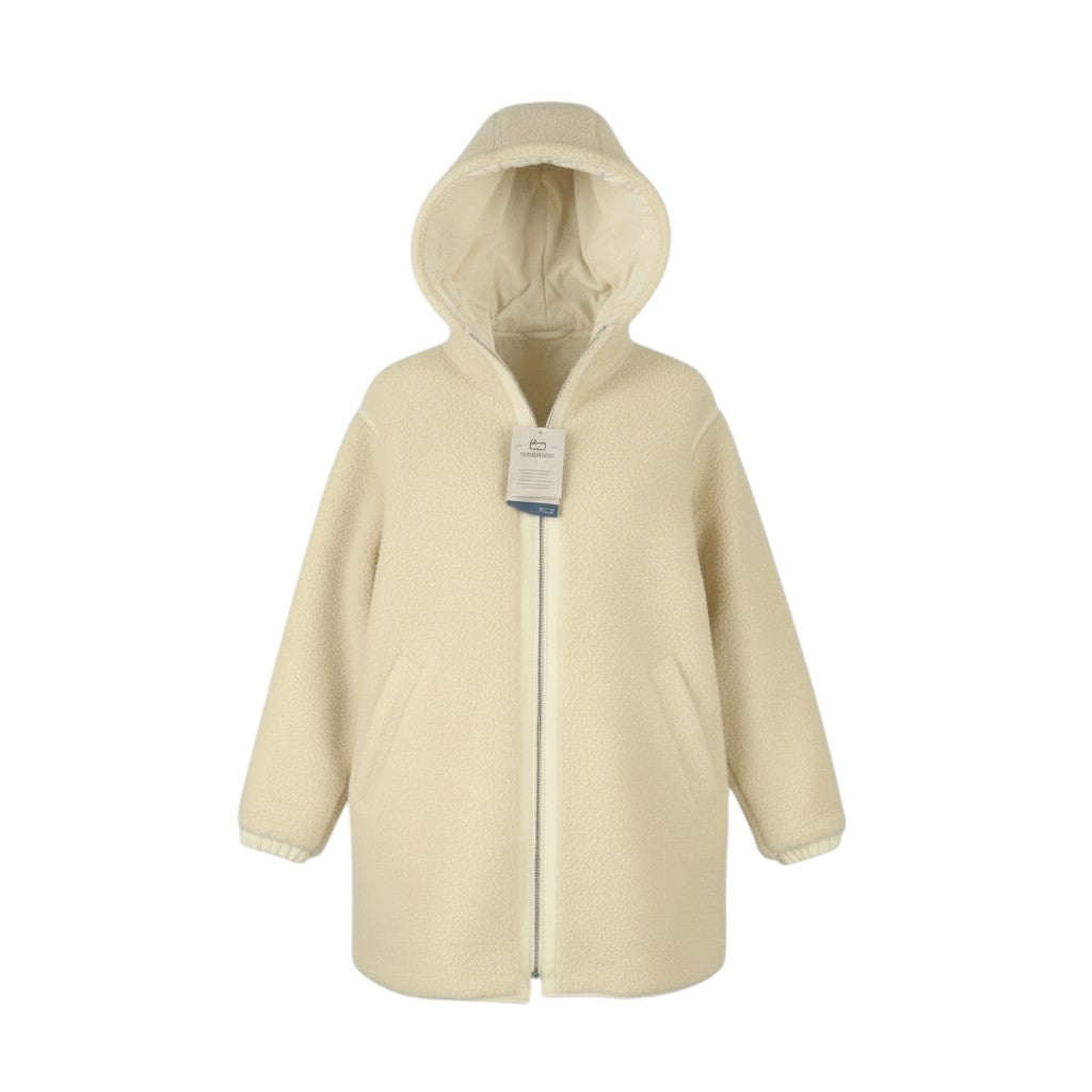 WOOLRICH dvipusė moteriška parkinė striukė su pieniška kreminės spalvos vilnos mišiniu, RRP899 