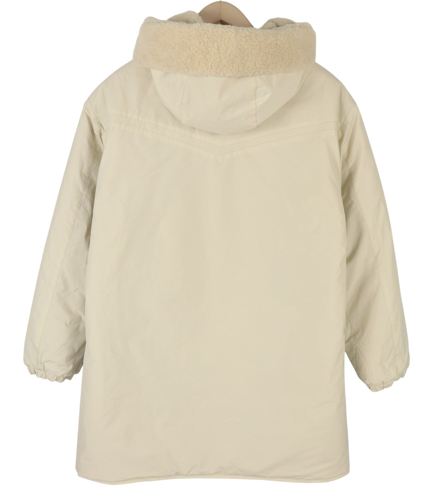 WOOLRICH dvipusė moteriška parkinė striukė su pieniška kreminės spalvos vilnos mišiniu, RRP899 