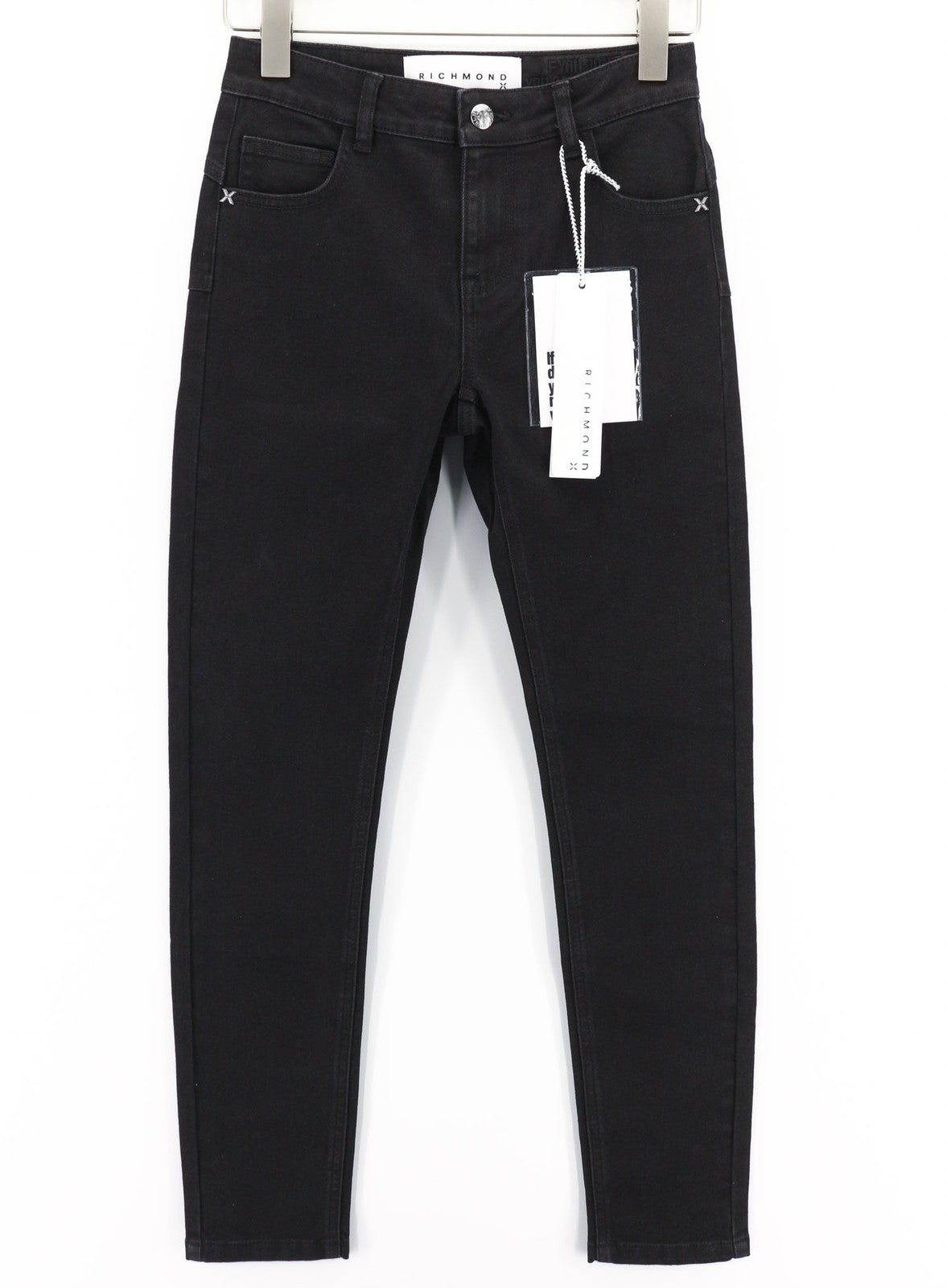 JOHN RICHMOND Aisha Women's Jeans W26 Push-Up Black Denim Normal Waist Zipper