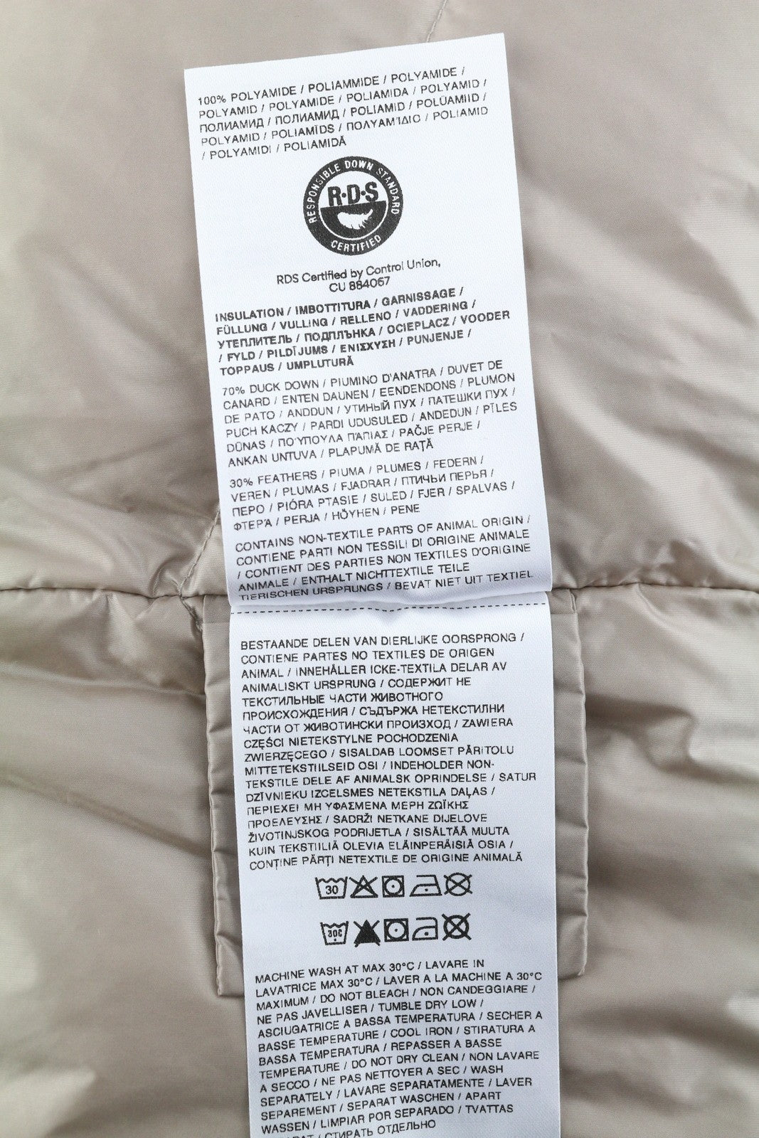 WOOLRICH Firth pūkinė moteriška striukė su gobtuvu, šviesiai pilka, vidutinio ilgio, RRP680 