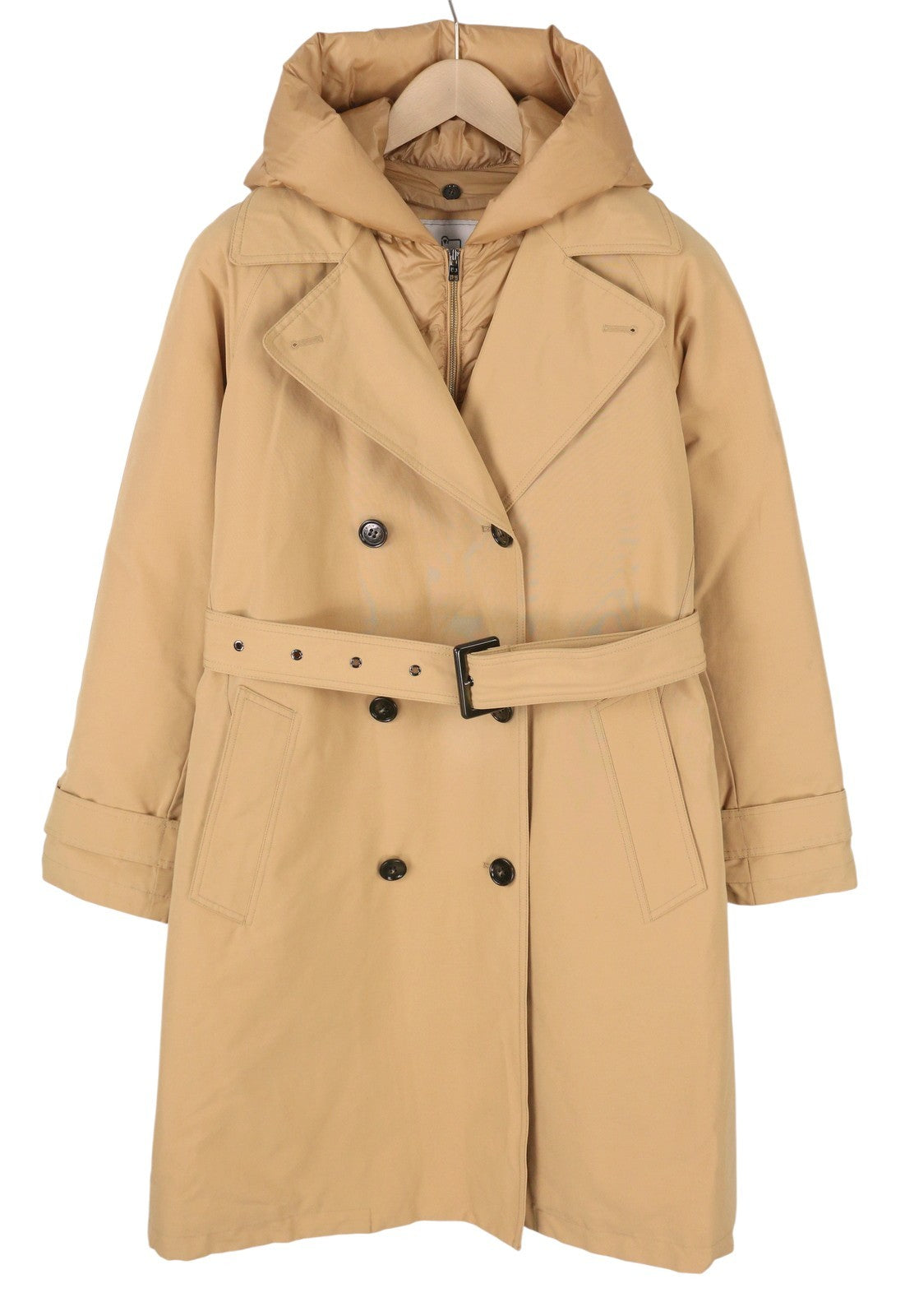 WOOLRICH dvieilis 2in1 moteriškas lietpaltis su gobtuvu S dydžio, smėlio spalvos, Primaloft PPR870 