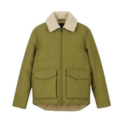 WOOLRICH Duster Blizzard vyriška striukė L, žalia, pūkuota, dygsniuota su šerpų audiniais, RRP595 