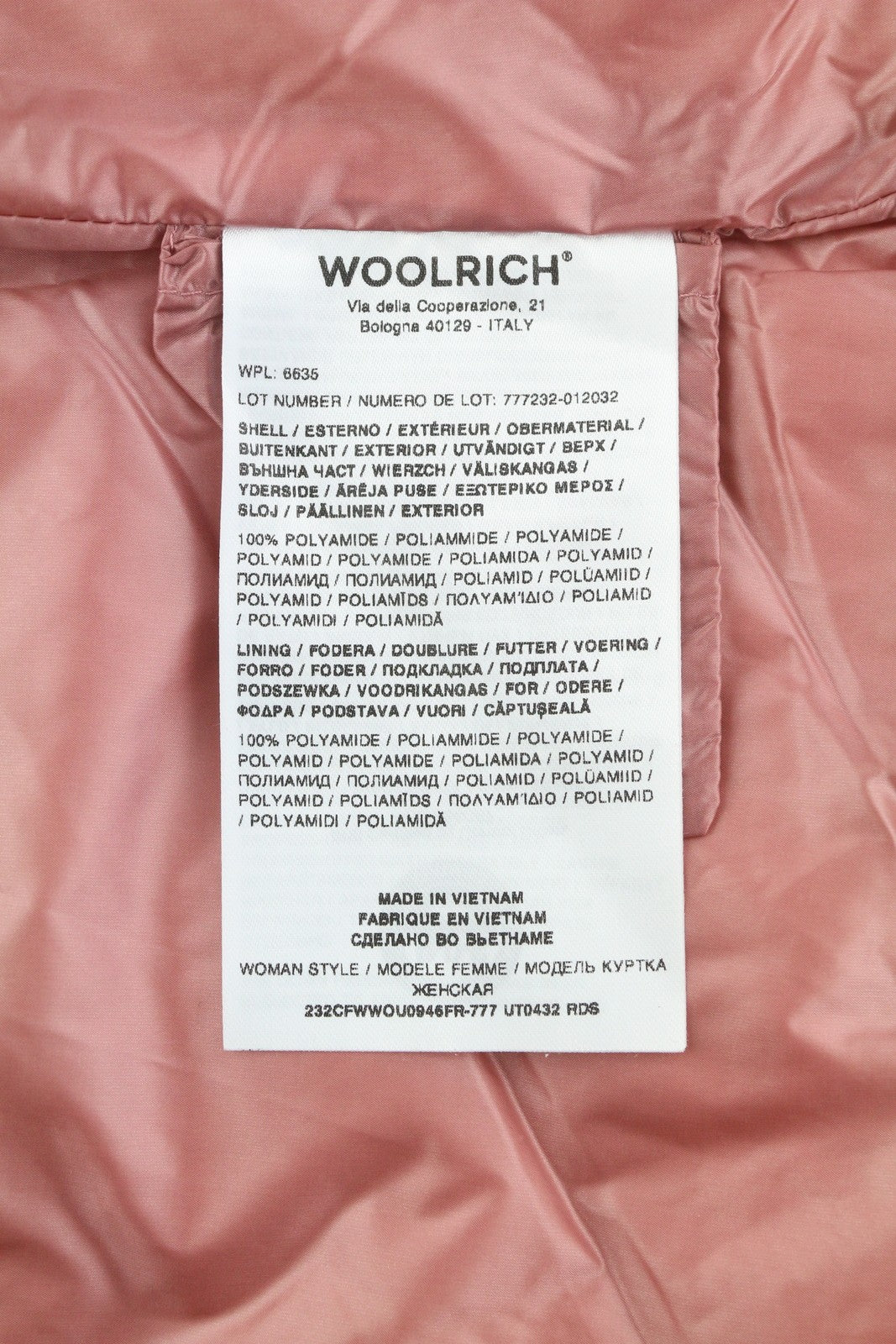 WOOLRICH Chevron dygsniuotas moteriškas švarkas su gobtuvu, rožinis, pūkuotas, RRP550 