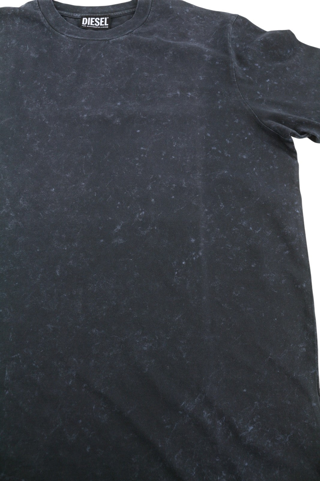 DIESEL T-Just-Slits-B65 vyriški marškinėliai S, tamsiai mėlyni, apvali kaklo iškirpte, blukintomis trumpomis rankovėmis 