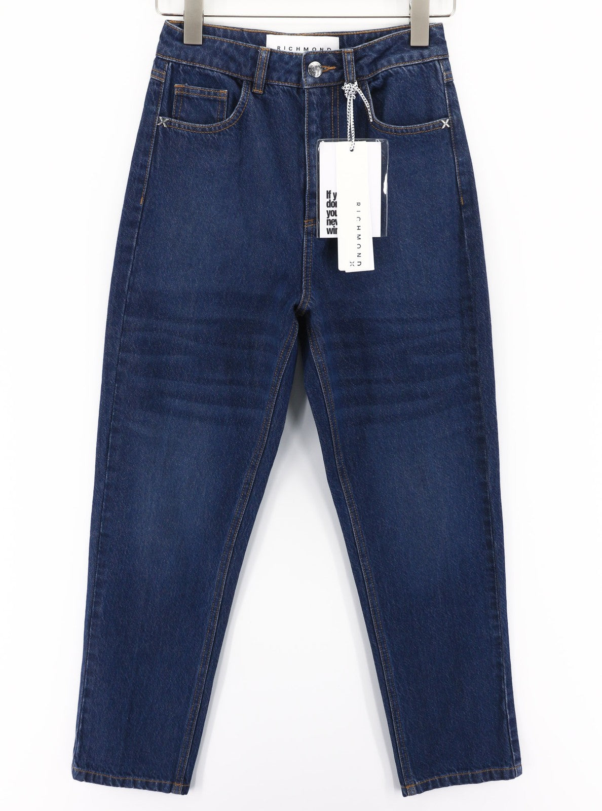 JOHN RICHMOND Bloom Women's Jeans W26 High Waist Mom Fit Blue Washed Zip