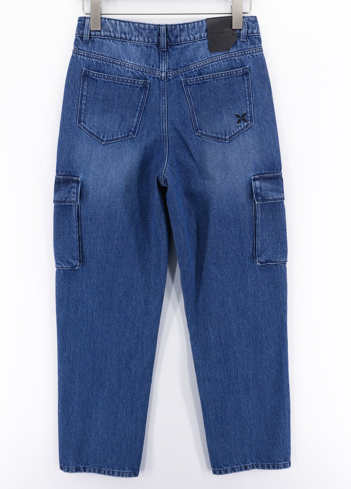 JOHN RICHMOND Women's Jeans W26 Regular Cargo Style Mid Blue Washed Zip Denim