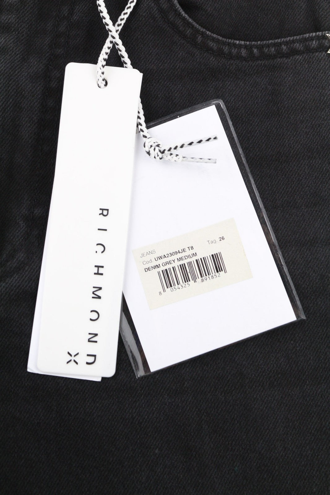 JOHN RICHMOND Icy Women's Jeans W26 High Waist Wide Leg Distressed Black Denim