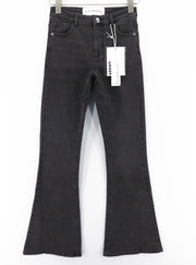 JOHN RICHMOND Darcy Women's Jeans W26 Flared High Waist Zip Black Denim Pants