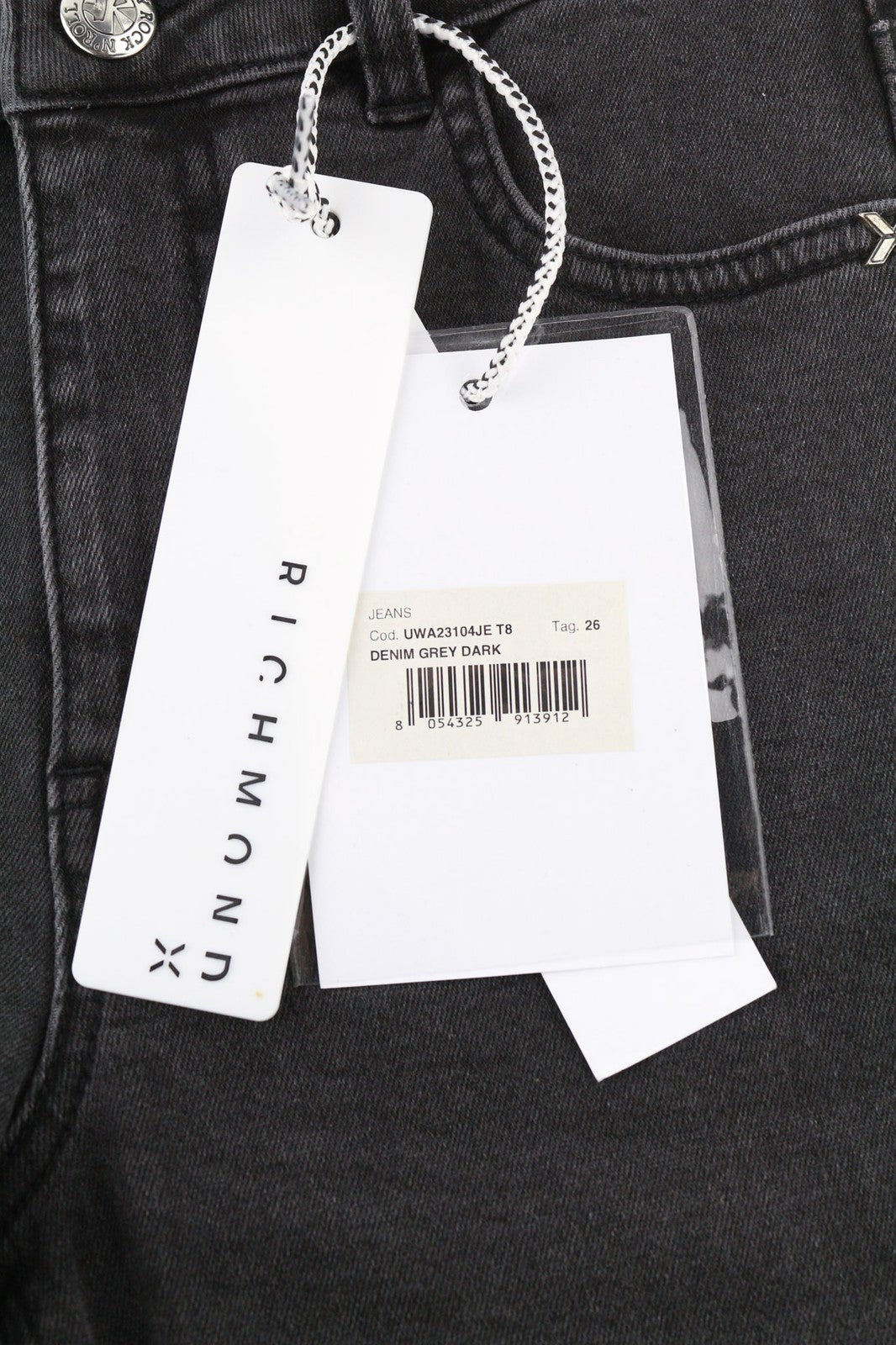 JOHN RICHMOND Darcy Women's Jeans W26 Flared High Waist Zip Black Denim Pants