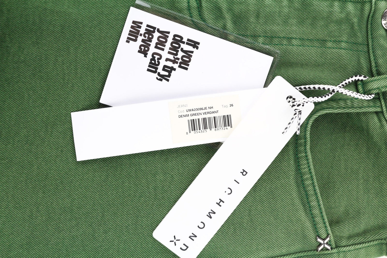 JOHN RICHMOND Bloom Women's Jeans W26 Green High Waist Mom Fit Denim Zip