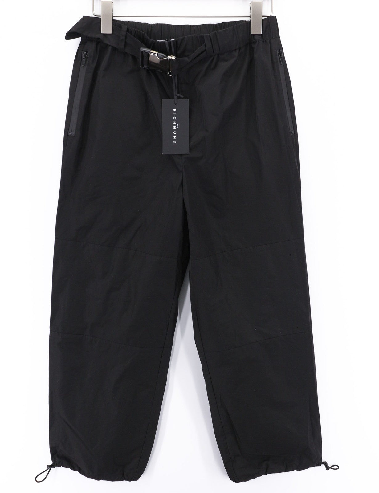 JOHN RICHMOND vyriškos kelnės ~W30 juodos tiesios elastingo juosmens logotipo laisvalaikio stiliaus su kišenėmis 