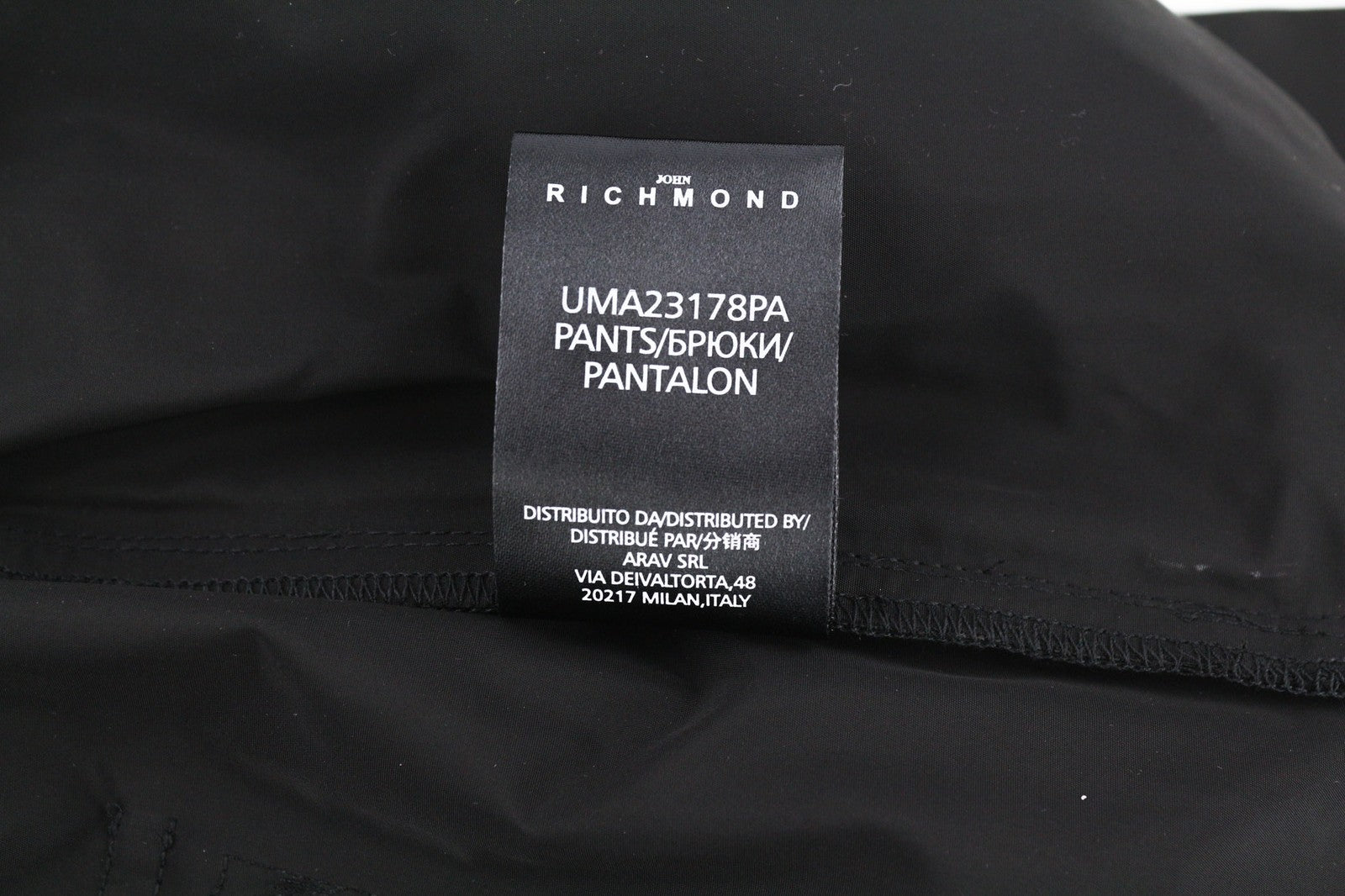 JOHN RICHMOND vyriškos kelnės ~W30 juodos tiesios elastingo juosmens logotipo laisvalaikio stiliaus su kišenėmis 