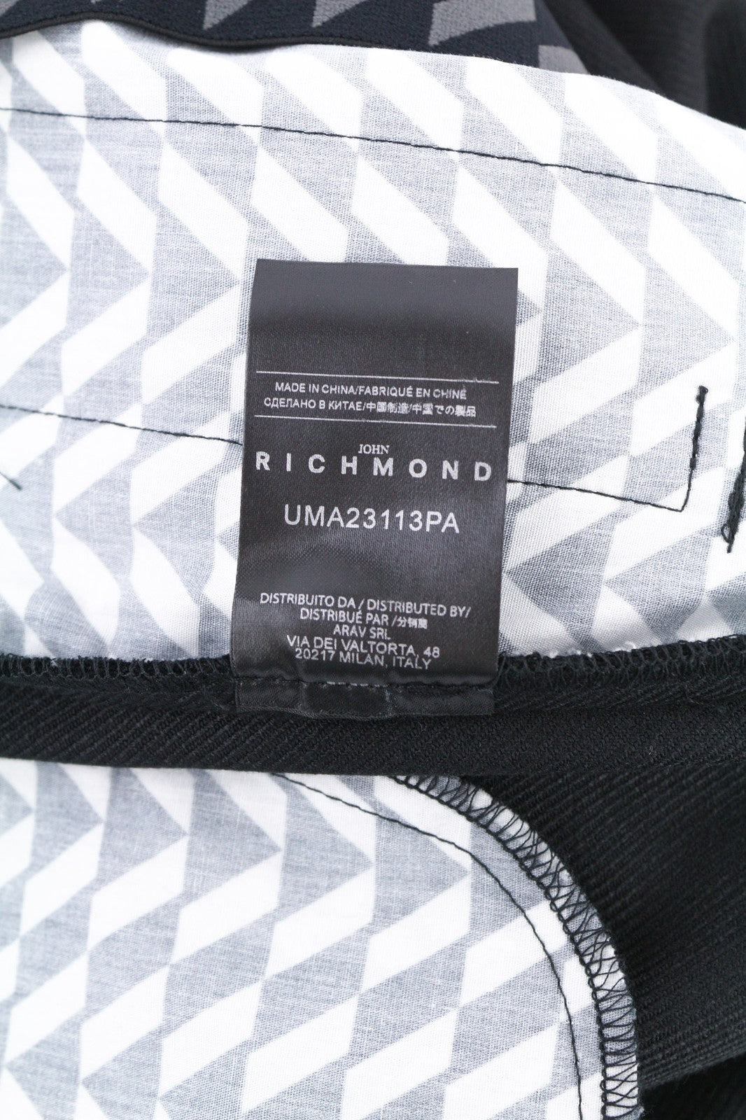 JOHN RICHMOND vyriškos kelnės M, juodos, plonos, laisvalaikio, vidutinio juosmens, su logotipu ir kišenėmis